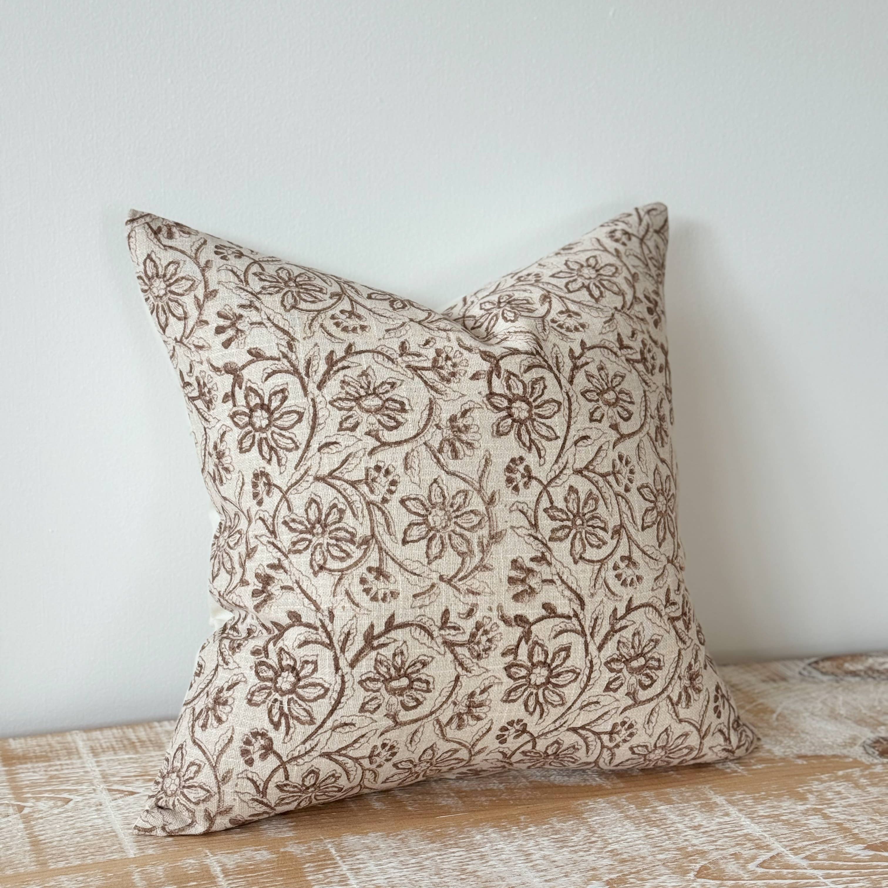 Ivy Brown Print Cushion Cover 45 x 45 - 100% Cotton Cover Ellenvale Trade