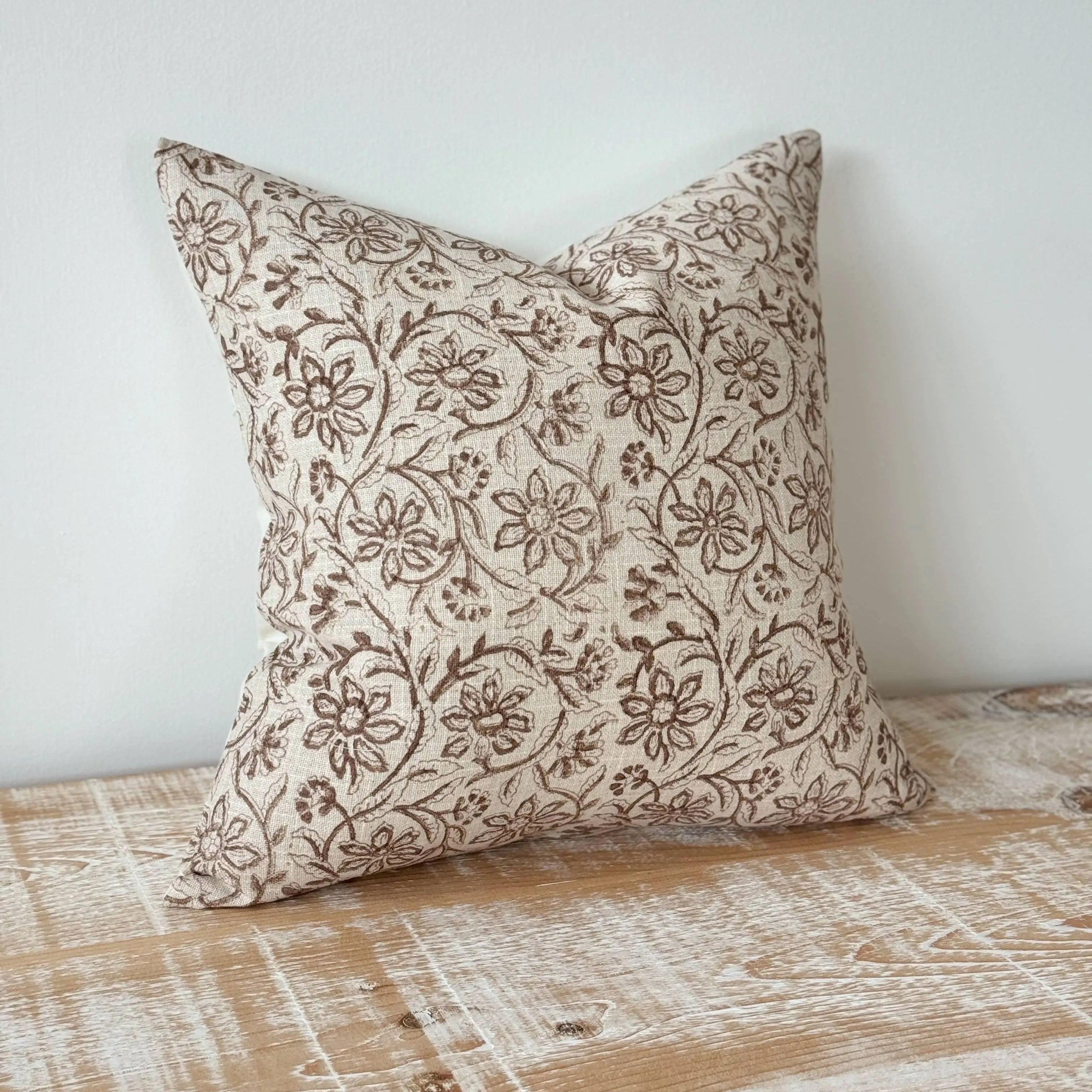 Ivy Brown Print Cushion Cover 100% Cotton – 45 × 45 cm Ellenvale Trade