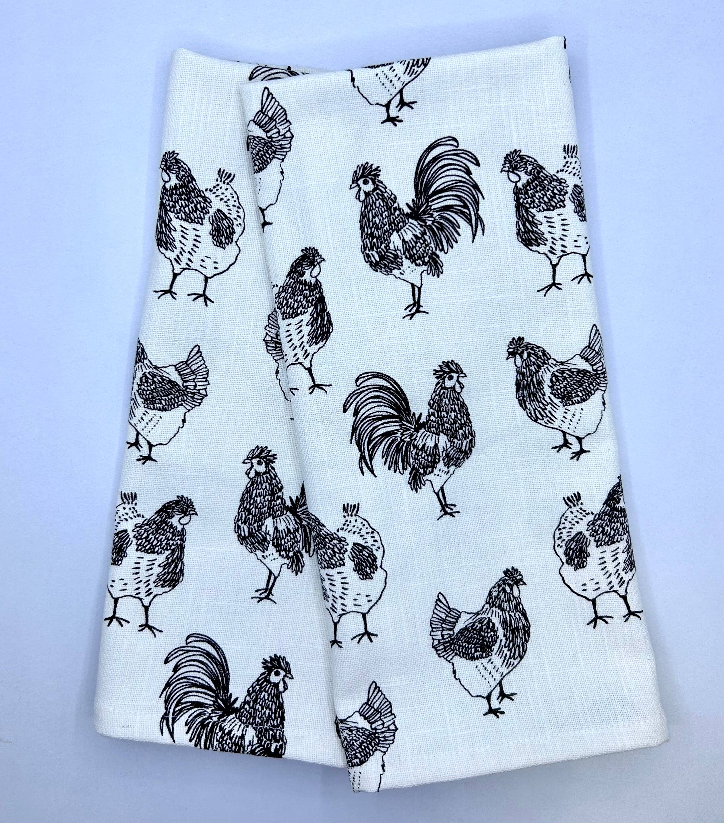 Gift Set – Natural Wooden Bowl with Set of 2 Rooster Kitchen Towels Rich Home Linens