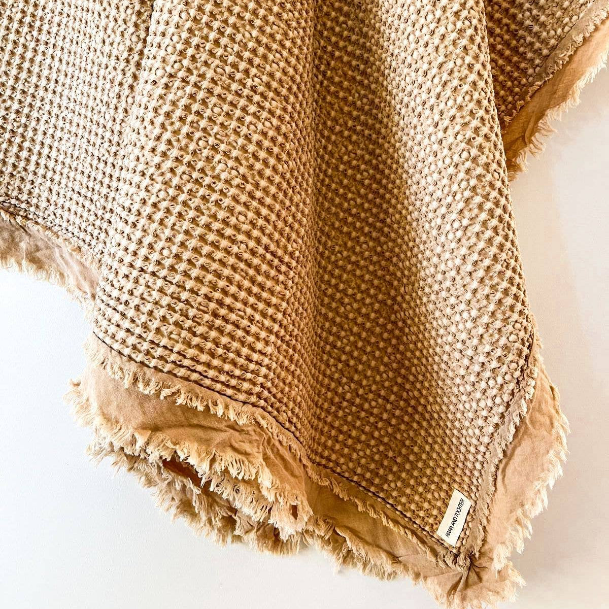 Organic Cotton Rustic Waffle Throw Blanket - Light Rust - King Size Mama and Tochter