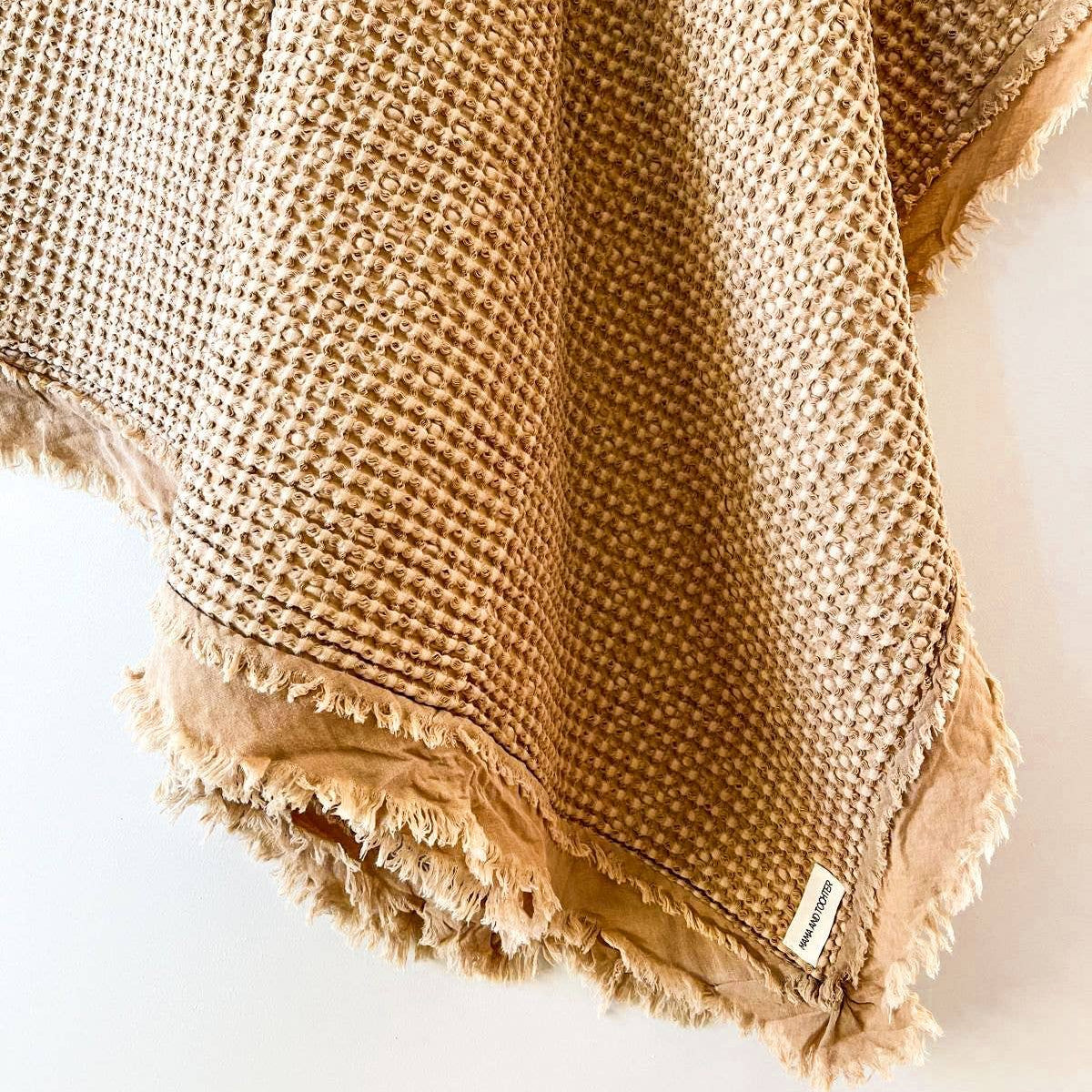 Organic Cotton Rustic Waffle Throw Blanket - Light Rust Mama and Tochter