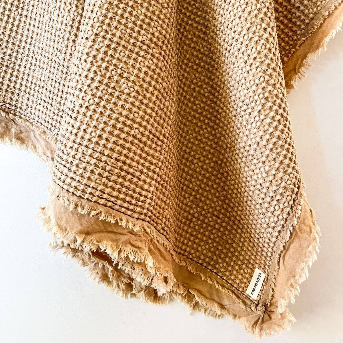 Organic Cotton Rustic Waffle Throw Blanket - Light Rust Mama and Tochter