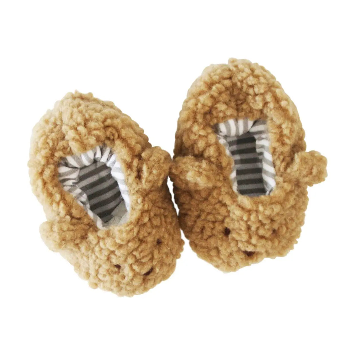 Sherpa Bear Baby Booties – Caramel (0–6 Months)