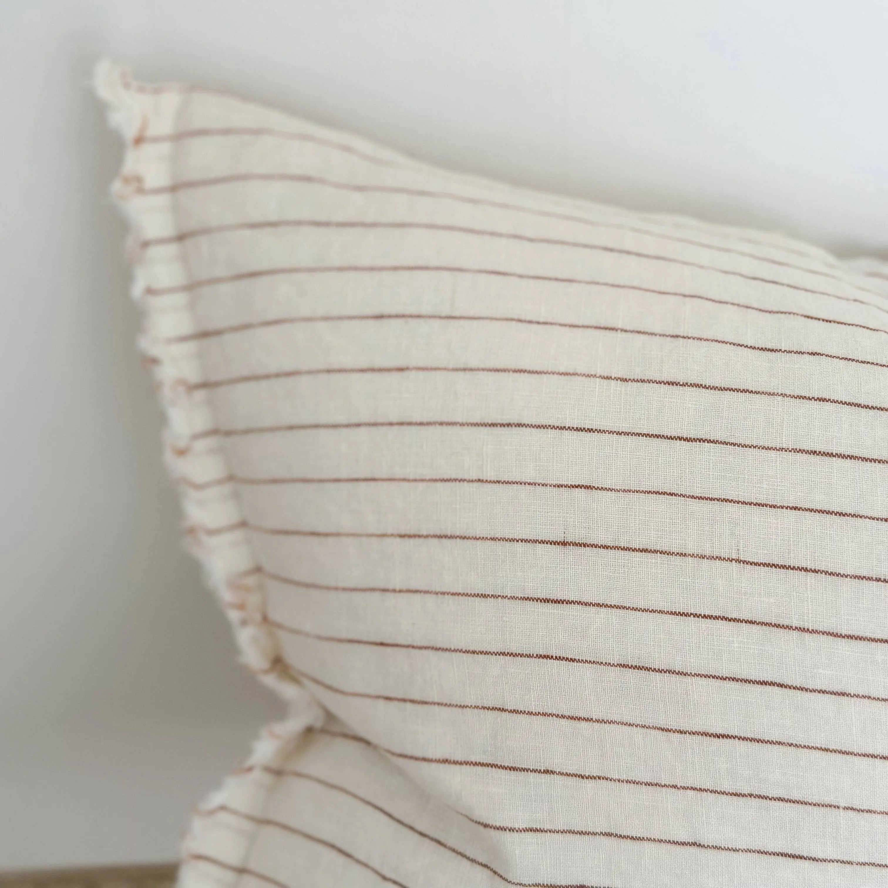 Esmee Linen Cushion Cover – Rust Pinstripe (50 × 30 cm)