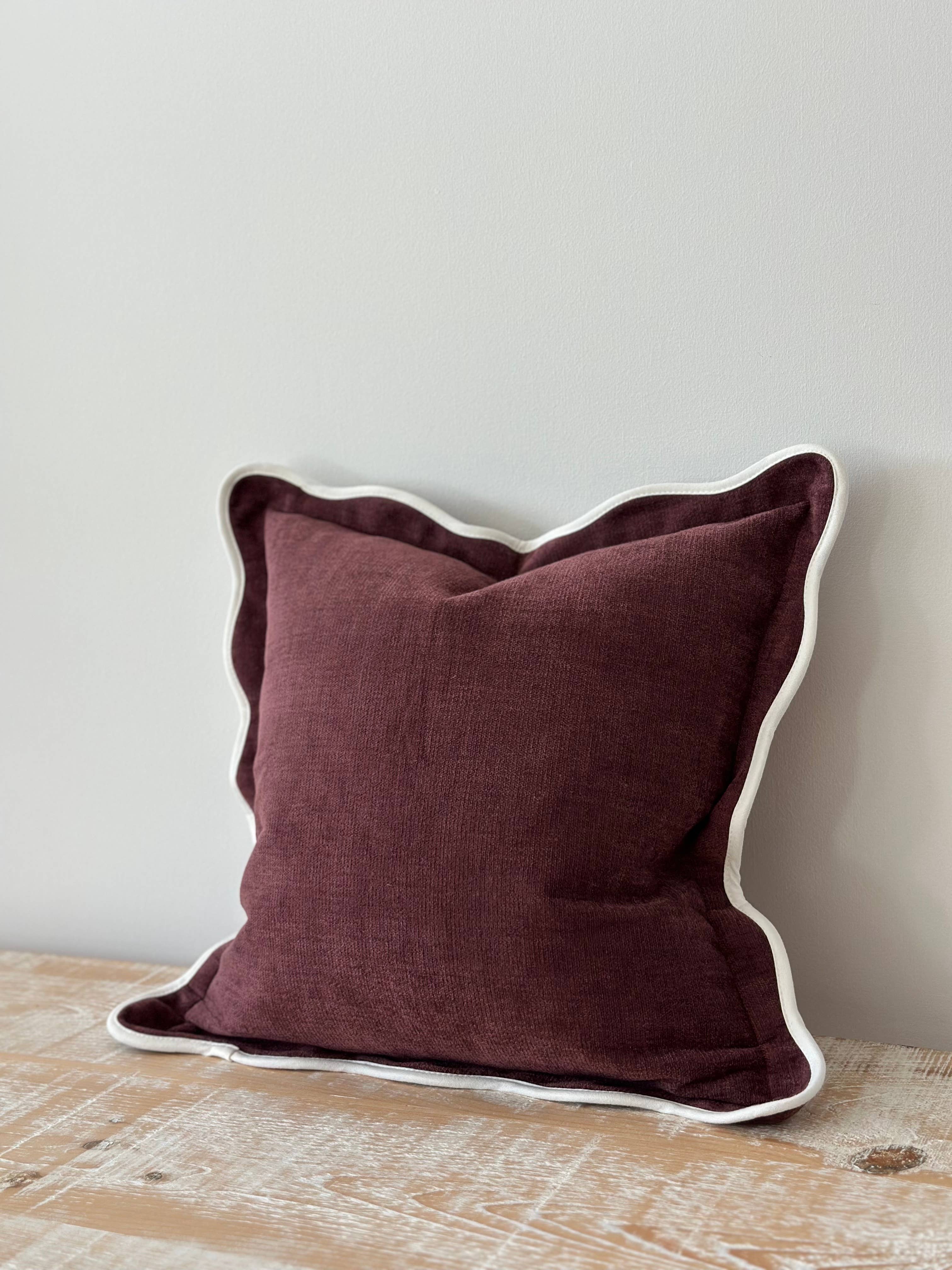 Chloe Plum Scalloped Edge Cushion Cover 45 × 45cm Ellenvale Trade