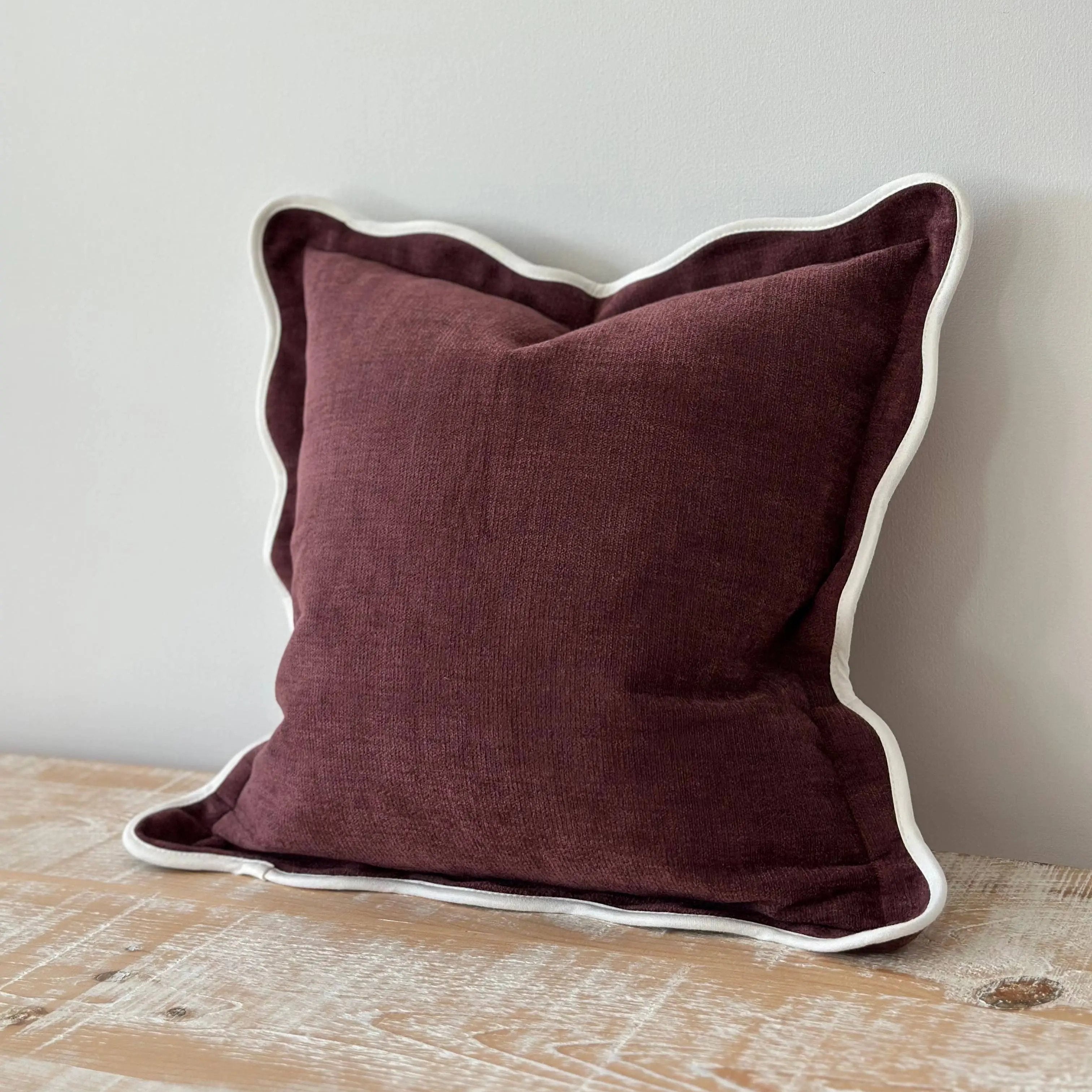 Chloe Plum Scalloped Edge Cushion Cover 45 × 45cm Ellenvale Trade
