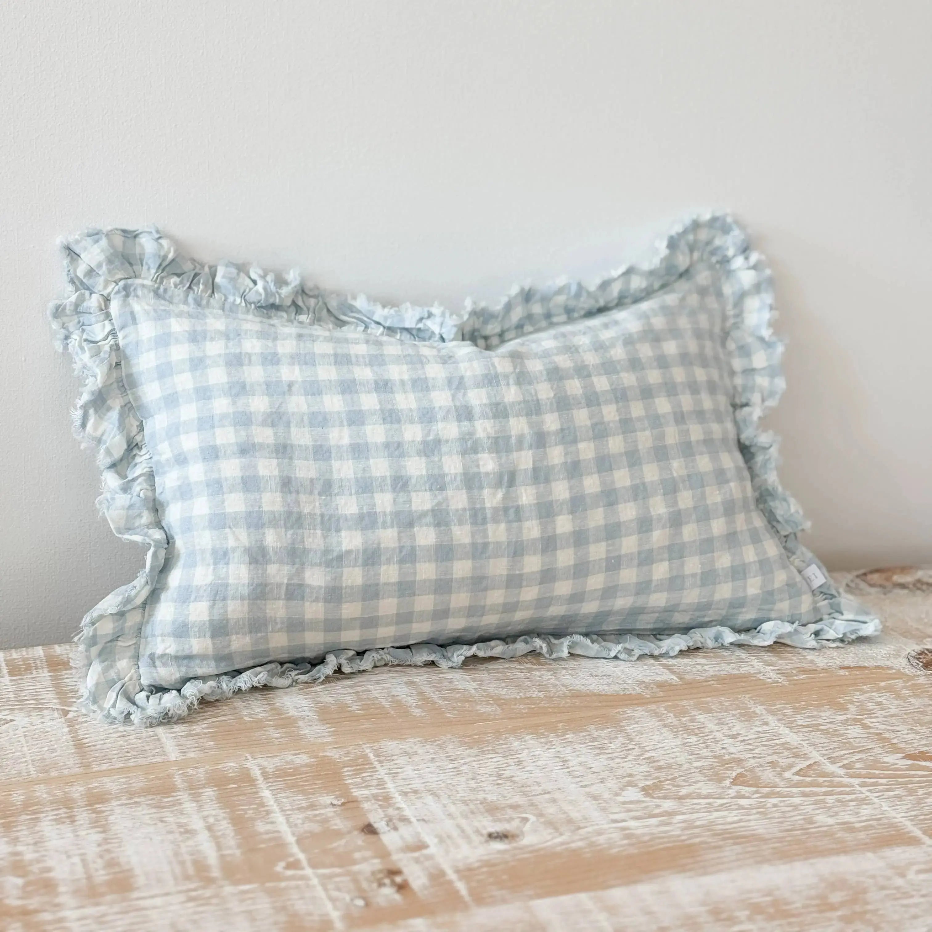 Hallie Light Blue Gingham Cushion Cover, 50x30: 45 x 45 cm Ellenvale Trade
