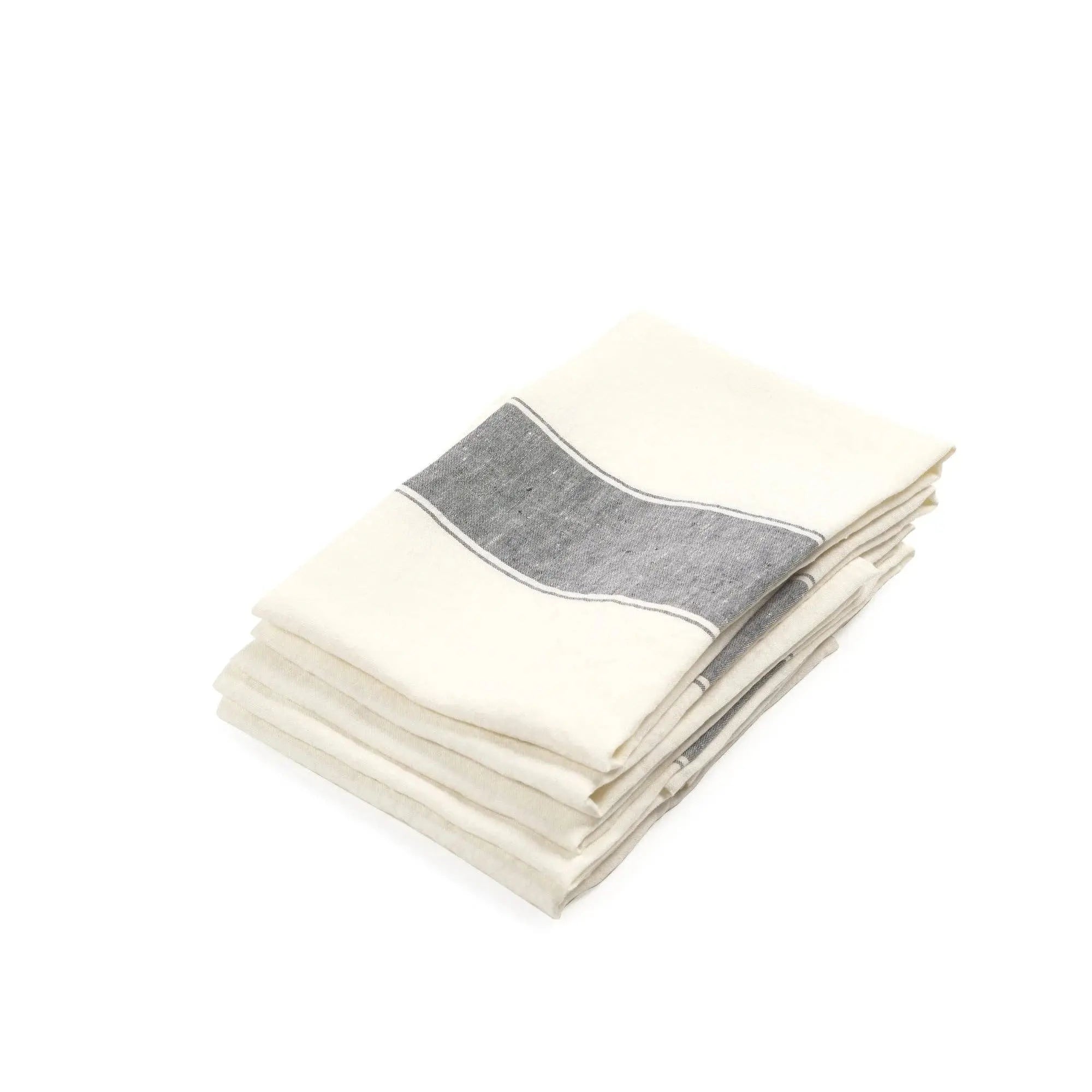 'Ajaccio' 27x27" linen tea towels: Black Rune-Jakobsen Design