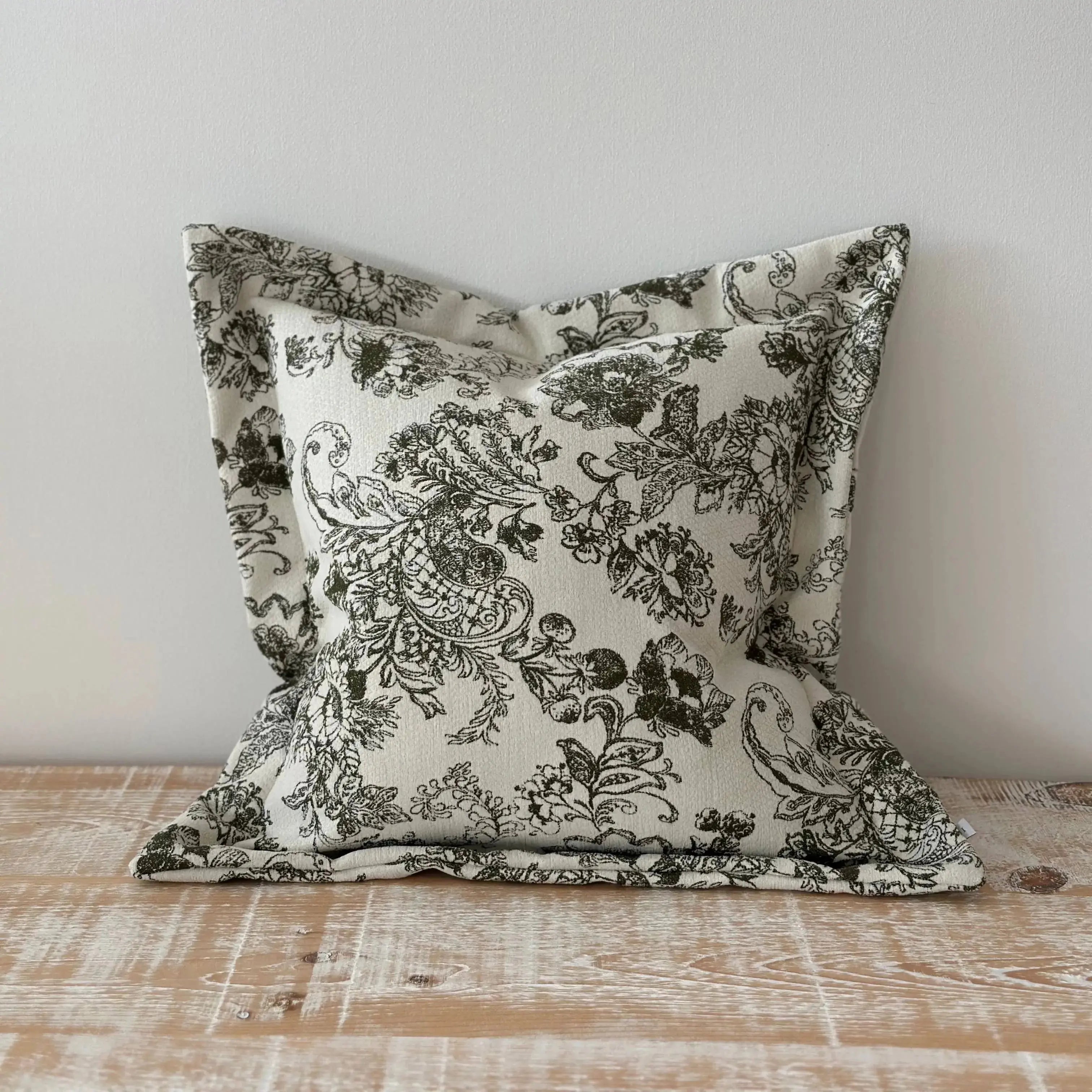 Eve Olive Floral Print Cushion Cover - 45x45cm Ellenvale Trade