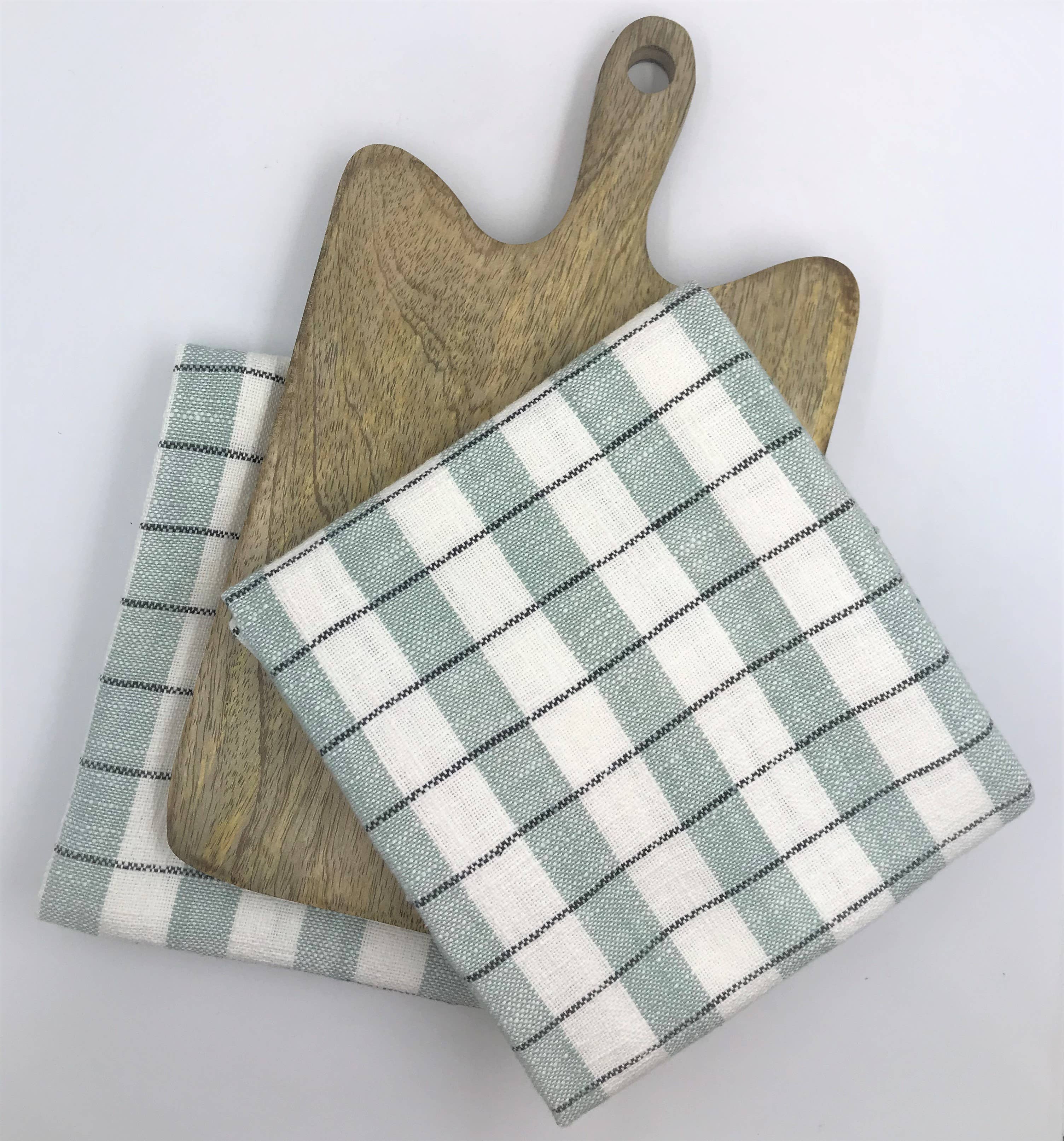 Gift Pack – Set of 2 Kitchen Towels & Wooden Chopping Board - Teal Rich Home Linens