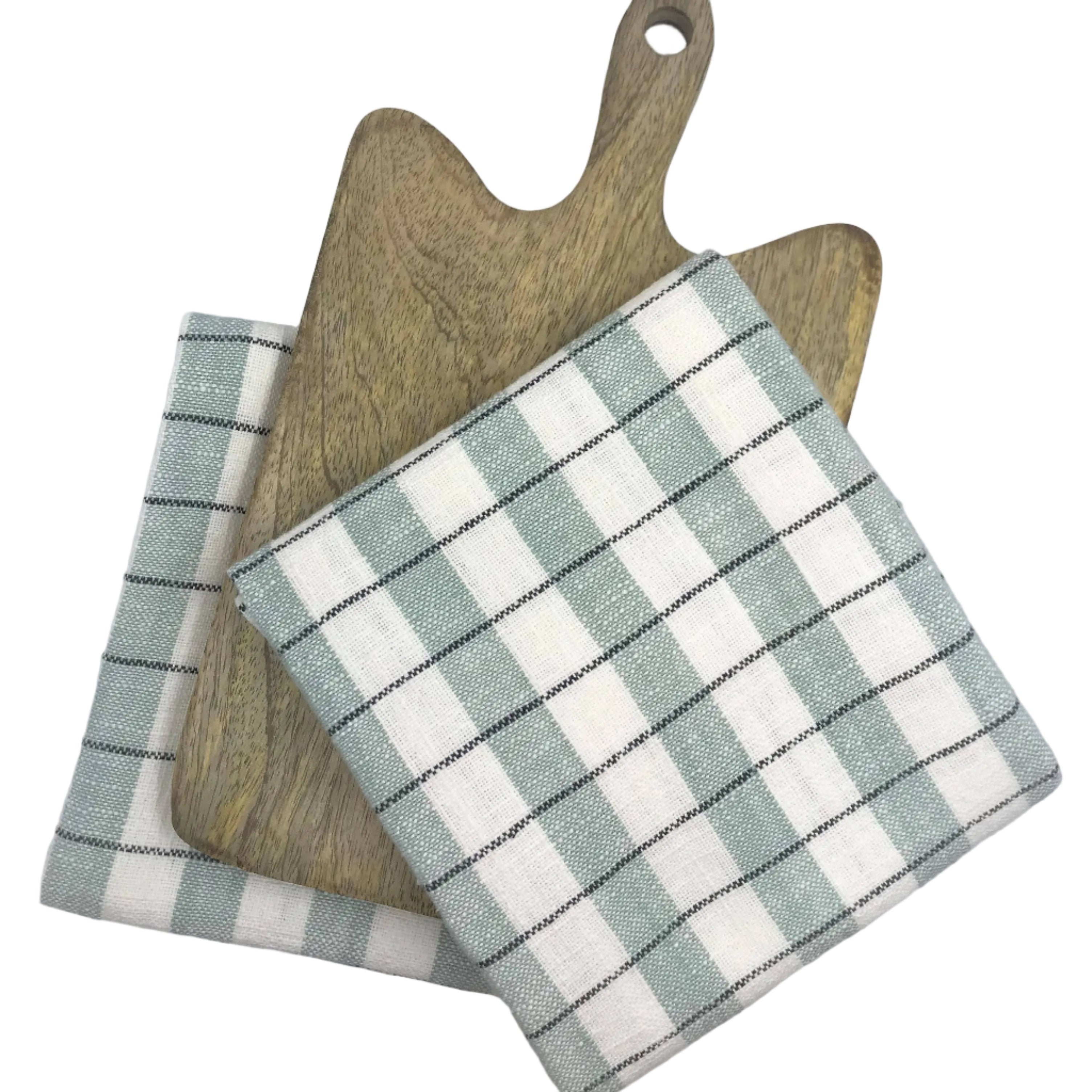 Gift Pack – Set of 2 Kitchen Towels & Wooden Chopping Board - Teal Rich Home Linens