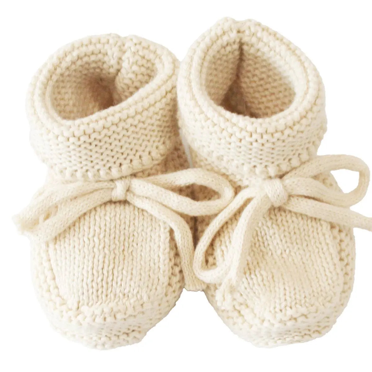Knit Baby Booties – Natural (0–6 Months)