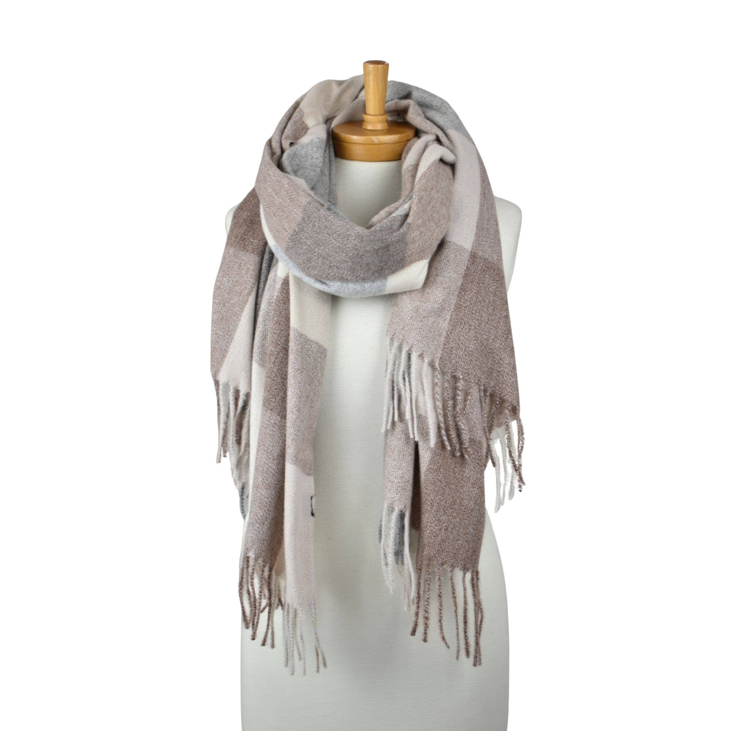 Autumn Checkered Scarf - Taupe