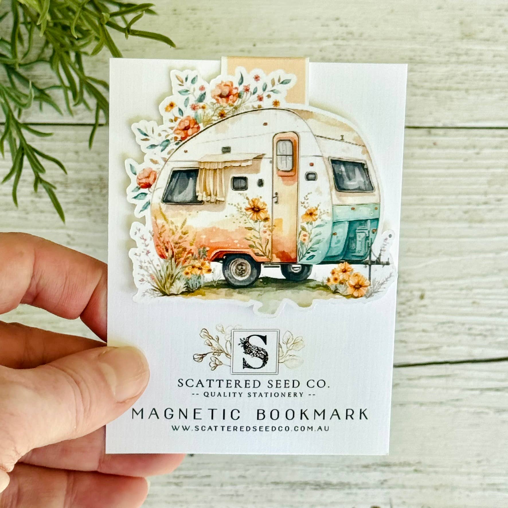 Floral Vintage Caravan Magnetic Bookmark Scattered Seed Co