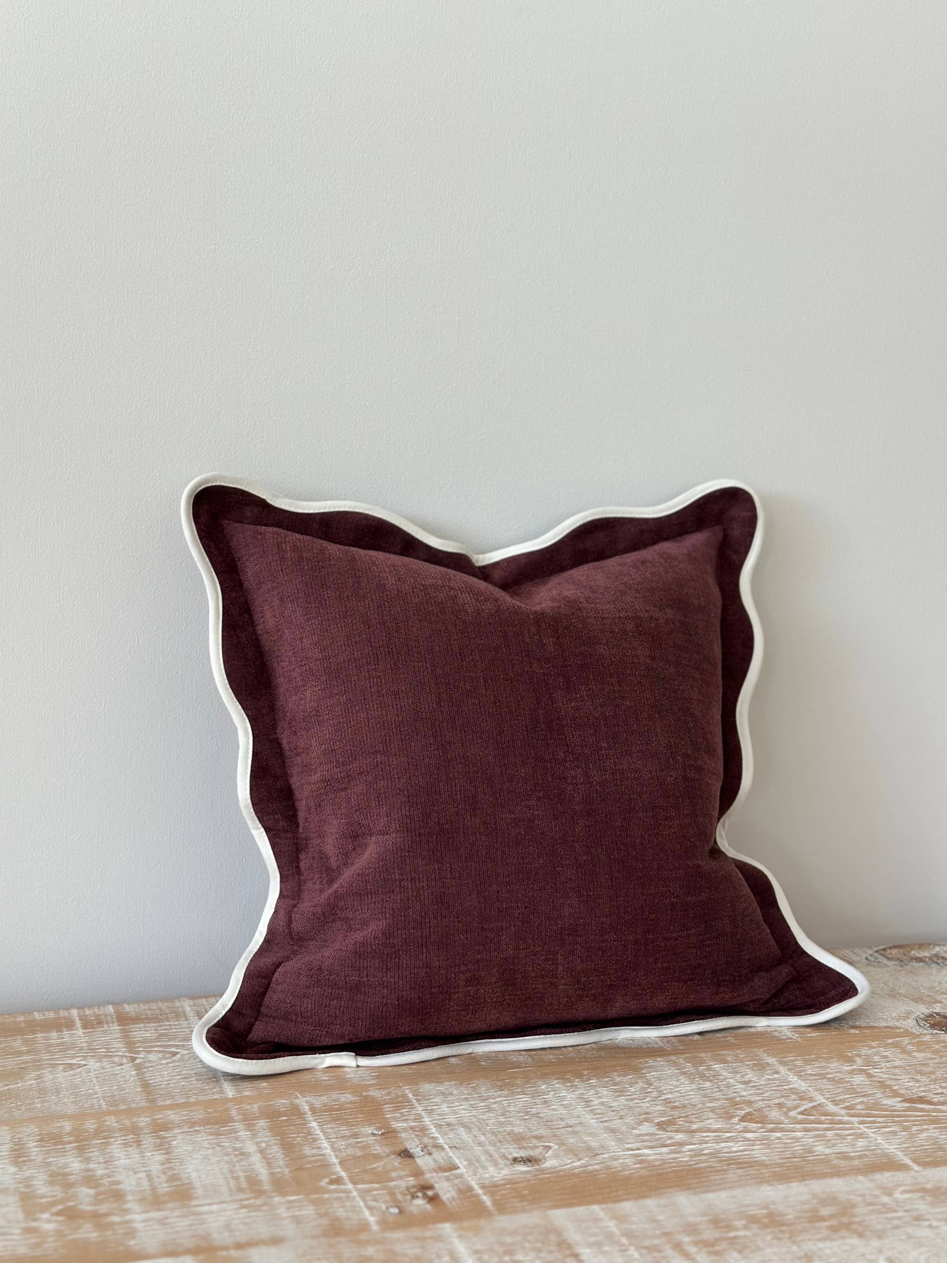 Chloe Plum Scalloped Edge Cushion Cover 45 × 45cm Ellenvale Trade