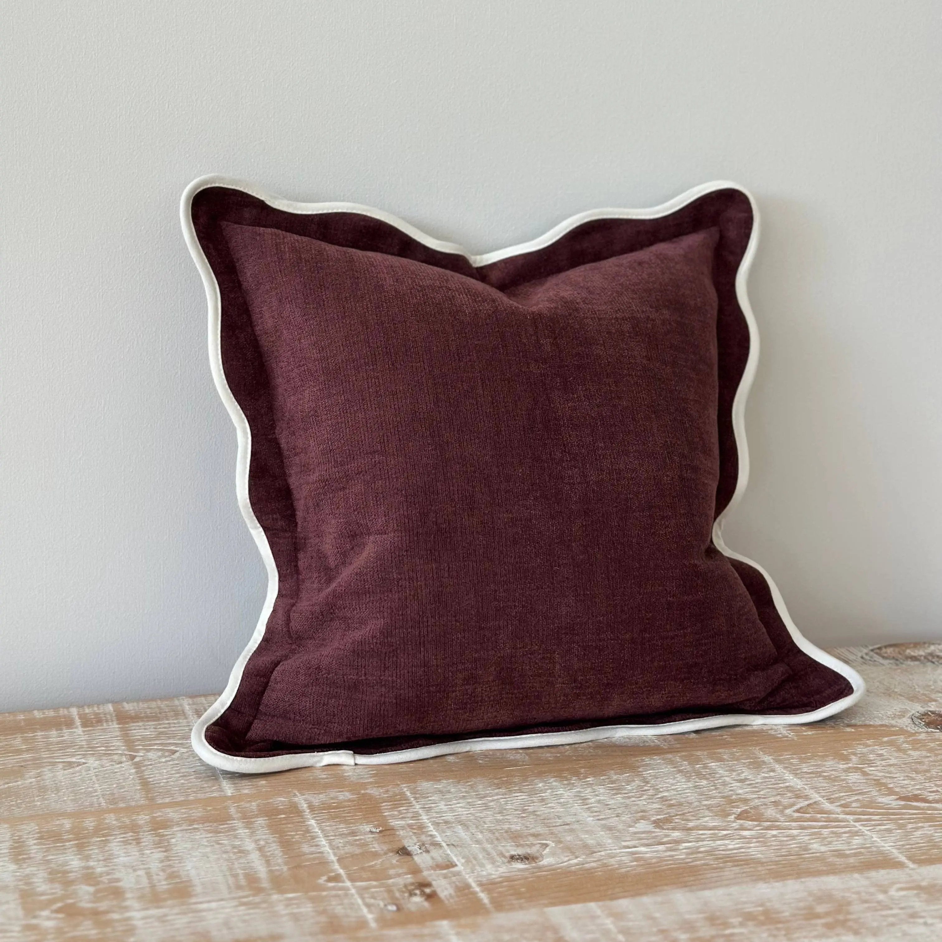 Chloe Plum Scalloped Edge Cushion Cover 45 × 45cm Ellenvale Trade