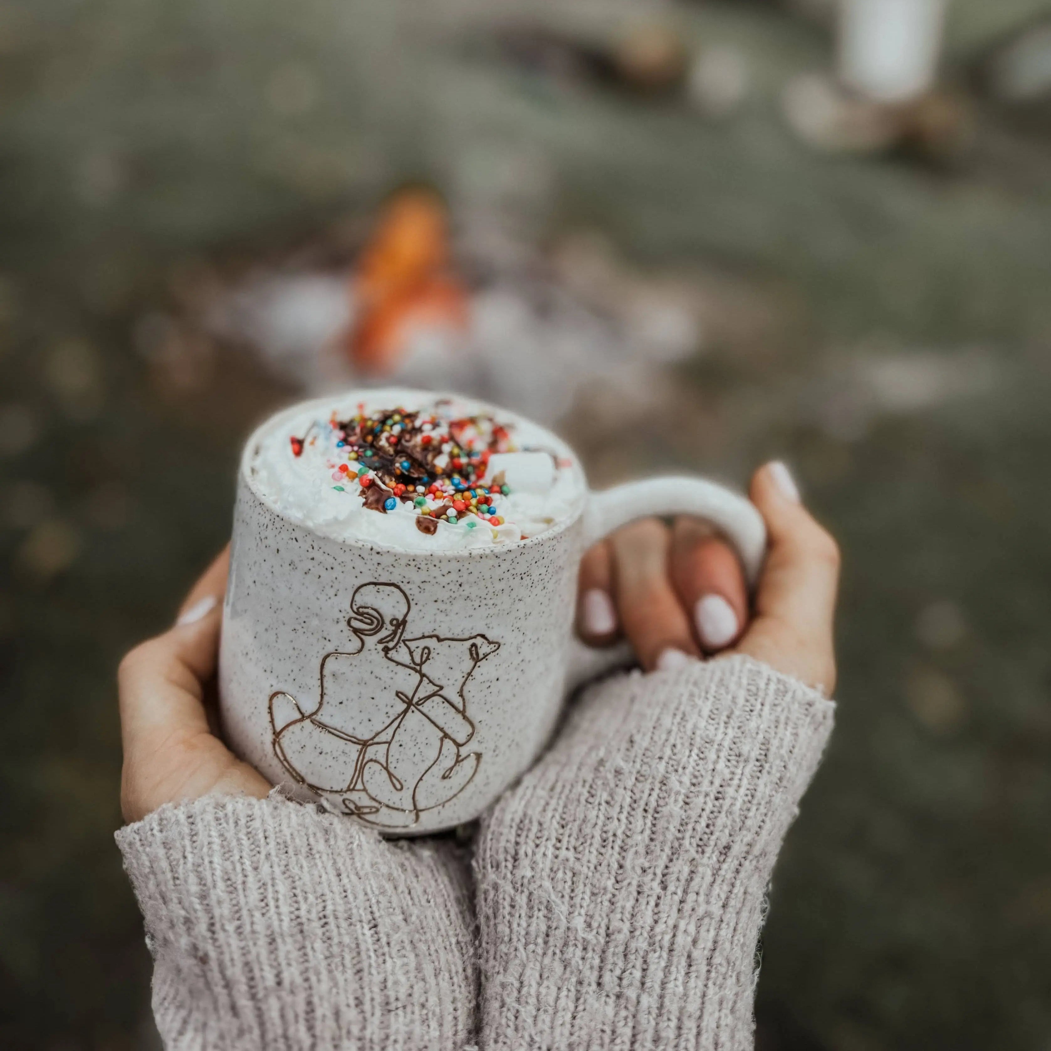 Girl Hugging Dog - Ceramic Handmade Mug - Right-Handed Design Wolf and Clay Pty Ltd