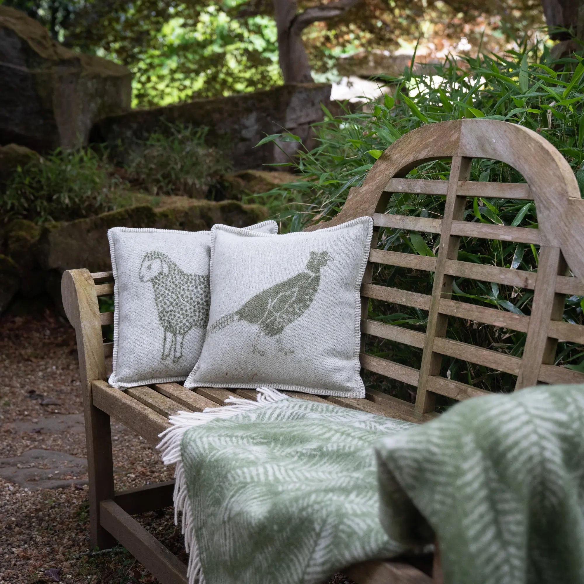 Mossy Green Sheep Pure Wool Cushion Cover JJ Textile