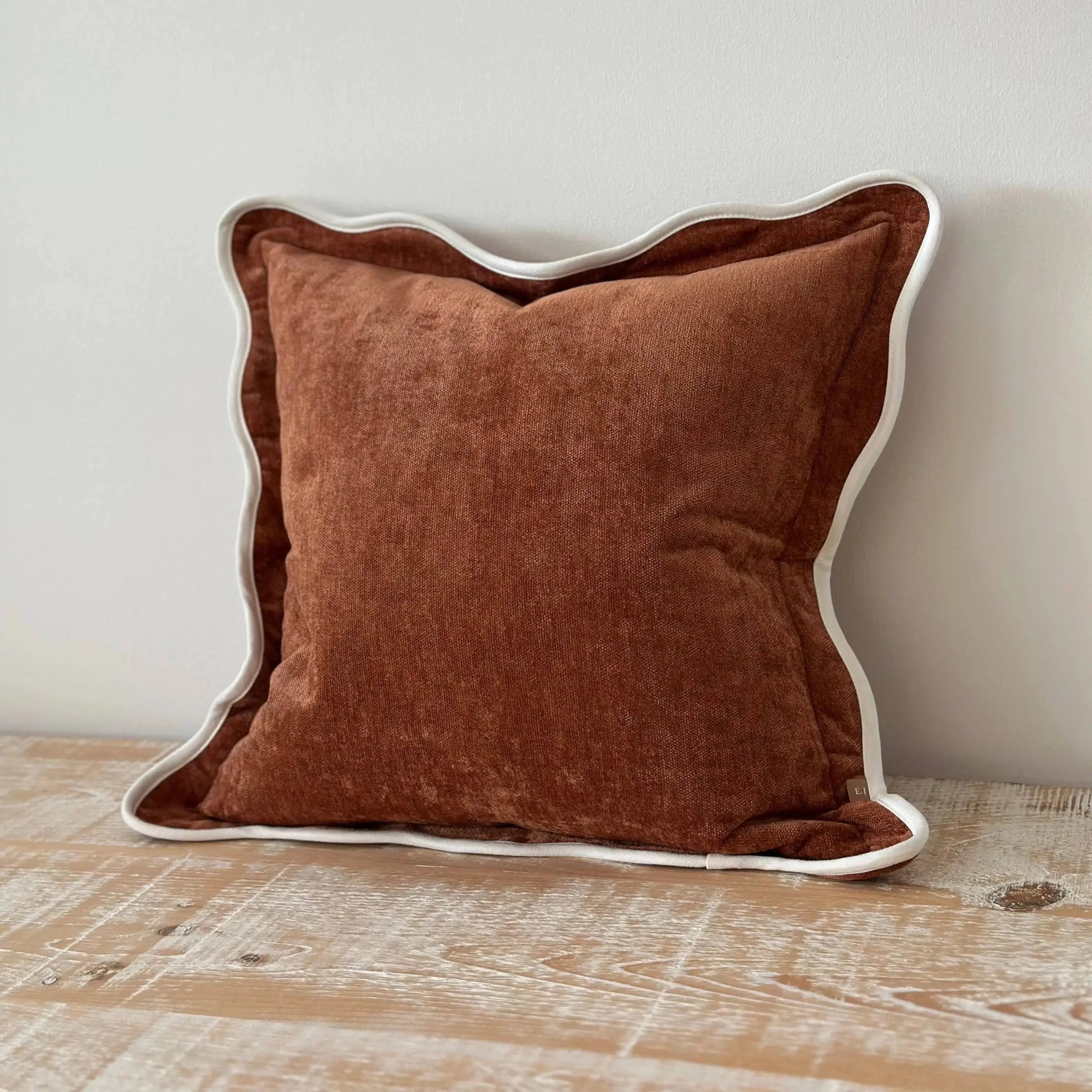 Chloe Rust Scalloped Edge Cushion Cover 45x45 Ellenvale Trade