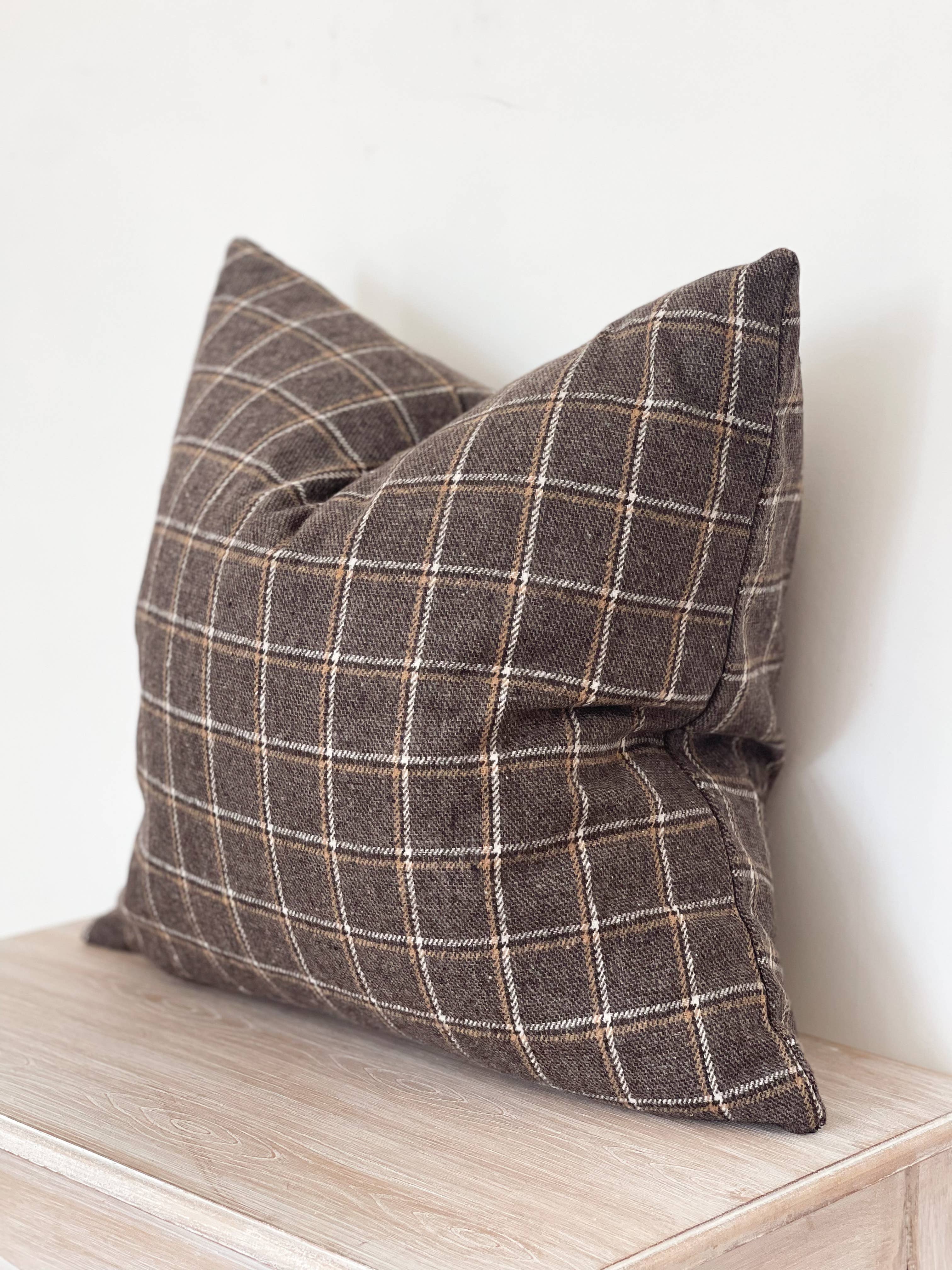 Robyn Wool Effect Cushion Cover – Brown Check 45×45cm Ellenvale Trade