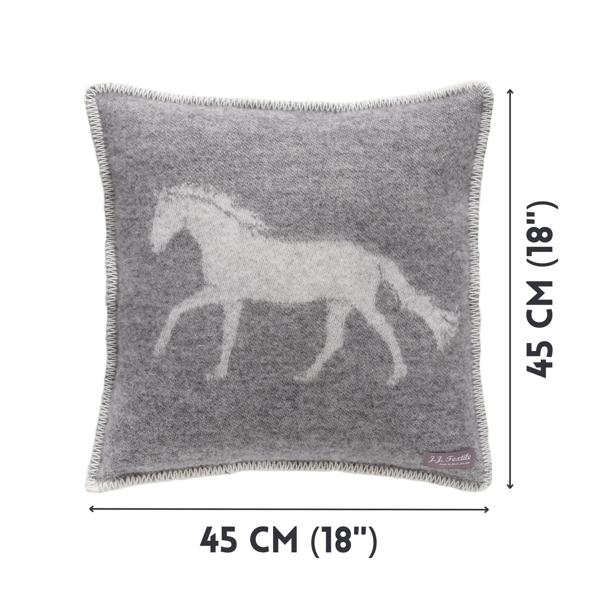 Horse Soft Grey Pure Wool Cushion Covers JJ Textile