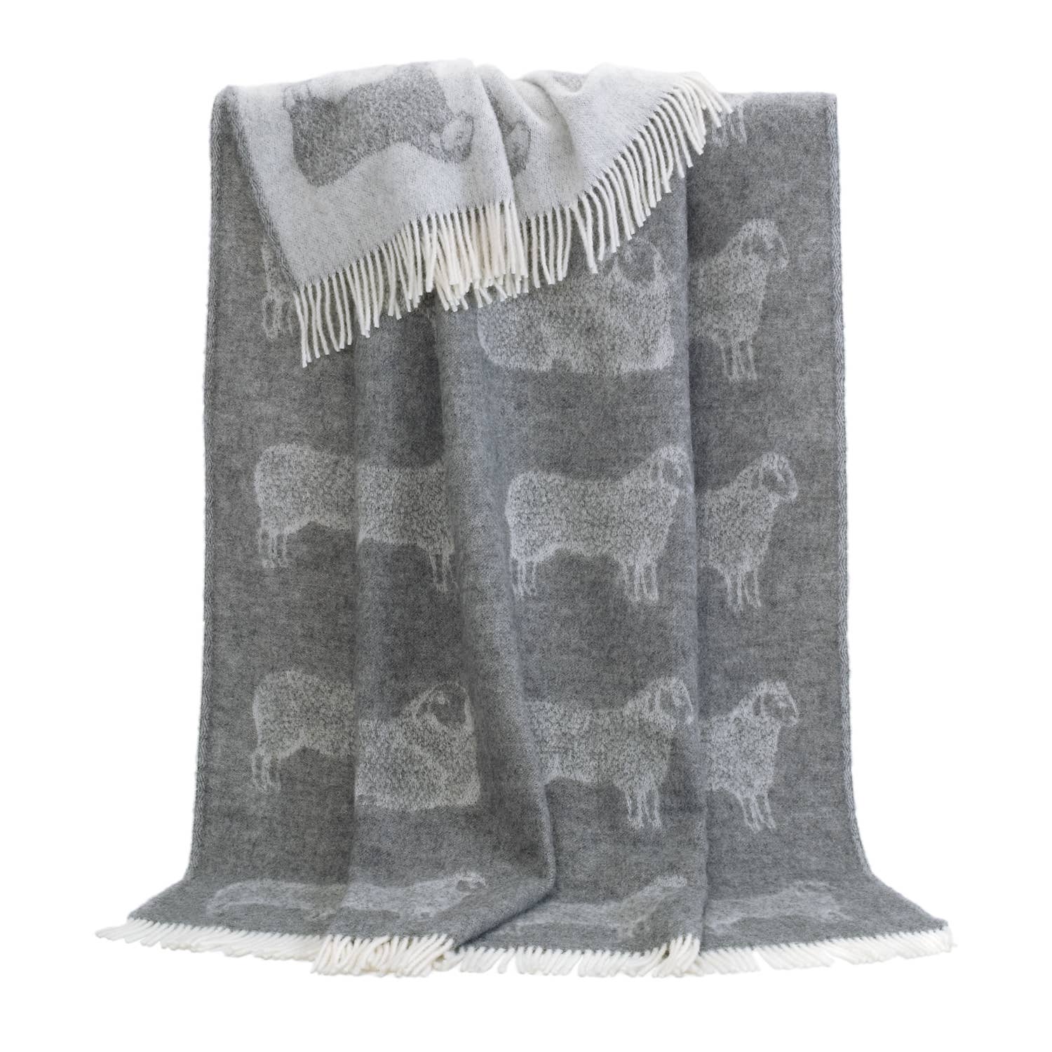 Sheep Soft Grey Pure Wool Throw JJ Textile