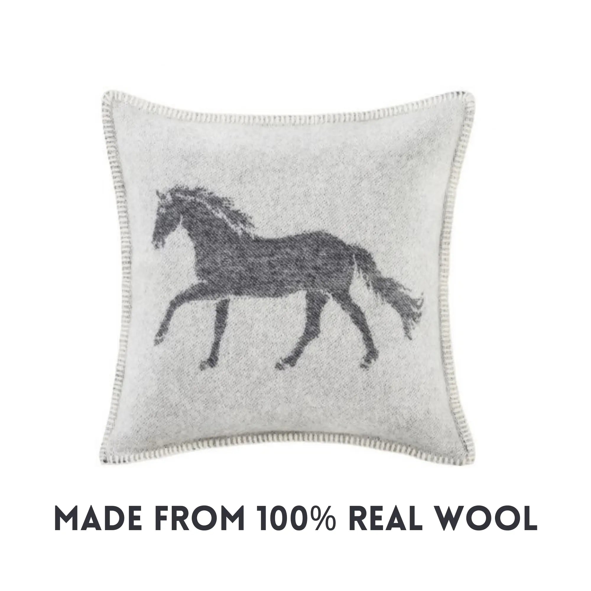 Horse Soft Grey Pure Wool Cushion Covers JJ Textile