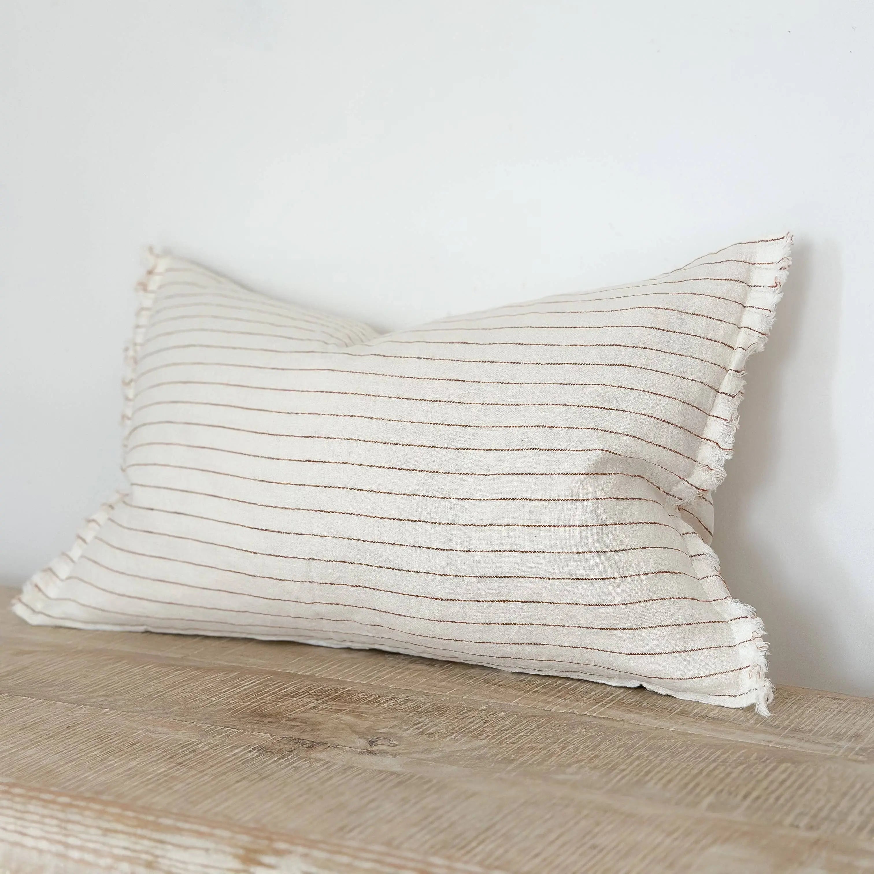 Esmee Linen Cushion Cover – Rust Pinstripe (50 × 30 cm)