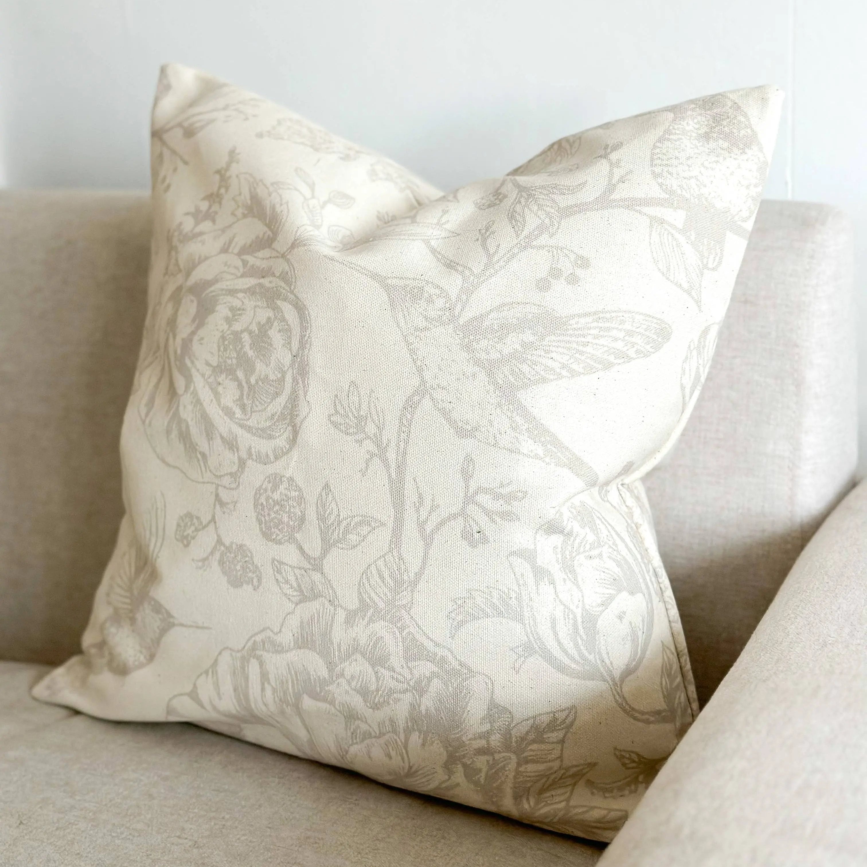 Aria Cotton Cushion Cover – Grey Print 45cm × 45cm Ellenvale Trade