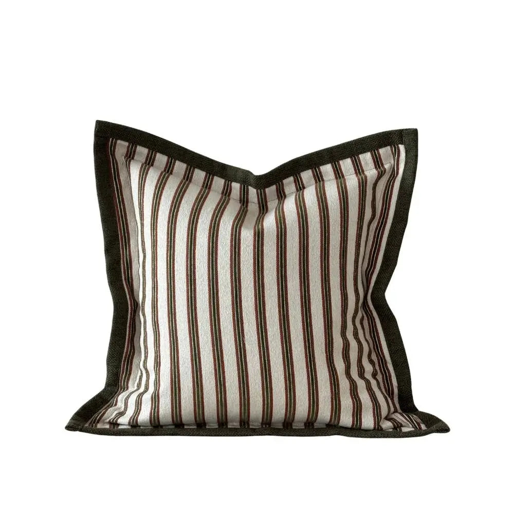 Fleur Olive & Terracotta Stripe Cushion Cover – 45 × 45 cm