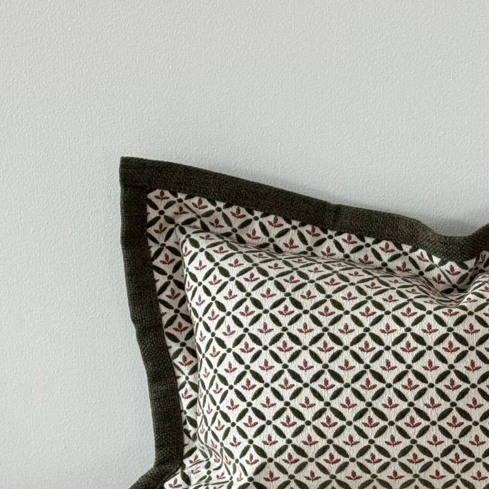 Fleur Olive & Terracotta Print Cushion Cover – 50 × 30 cm