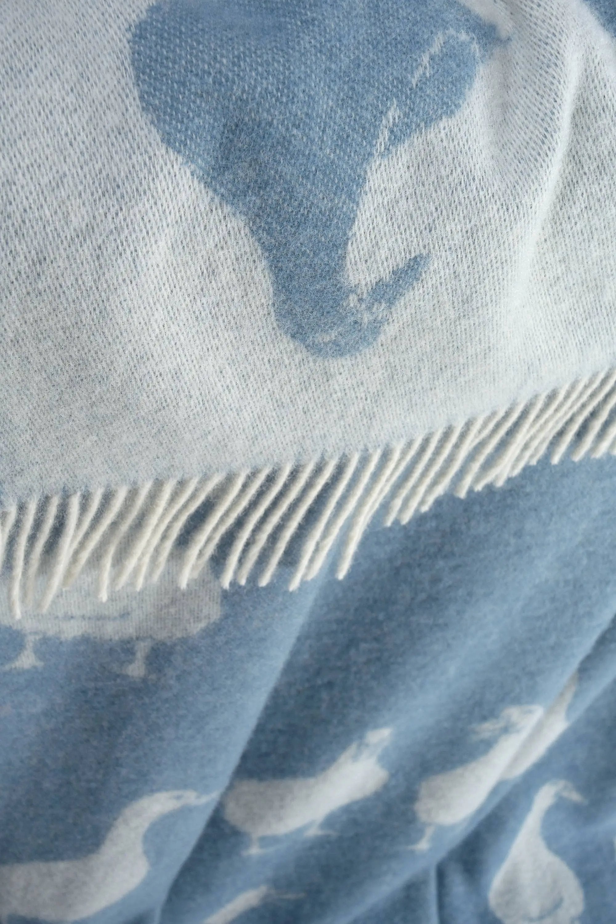 Duck Blue Pure Wool Throw – Blue & Off-White JJ Textile