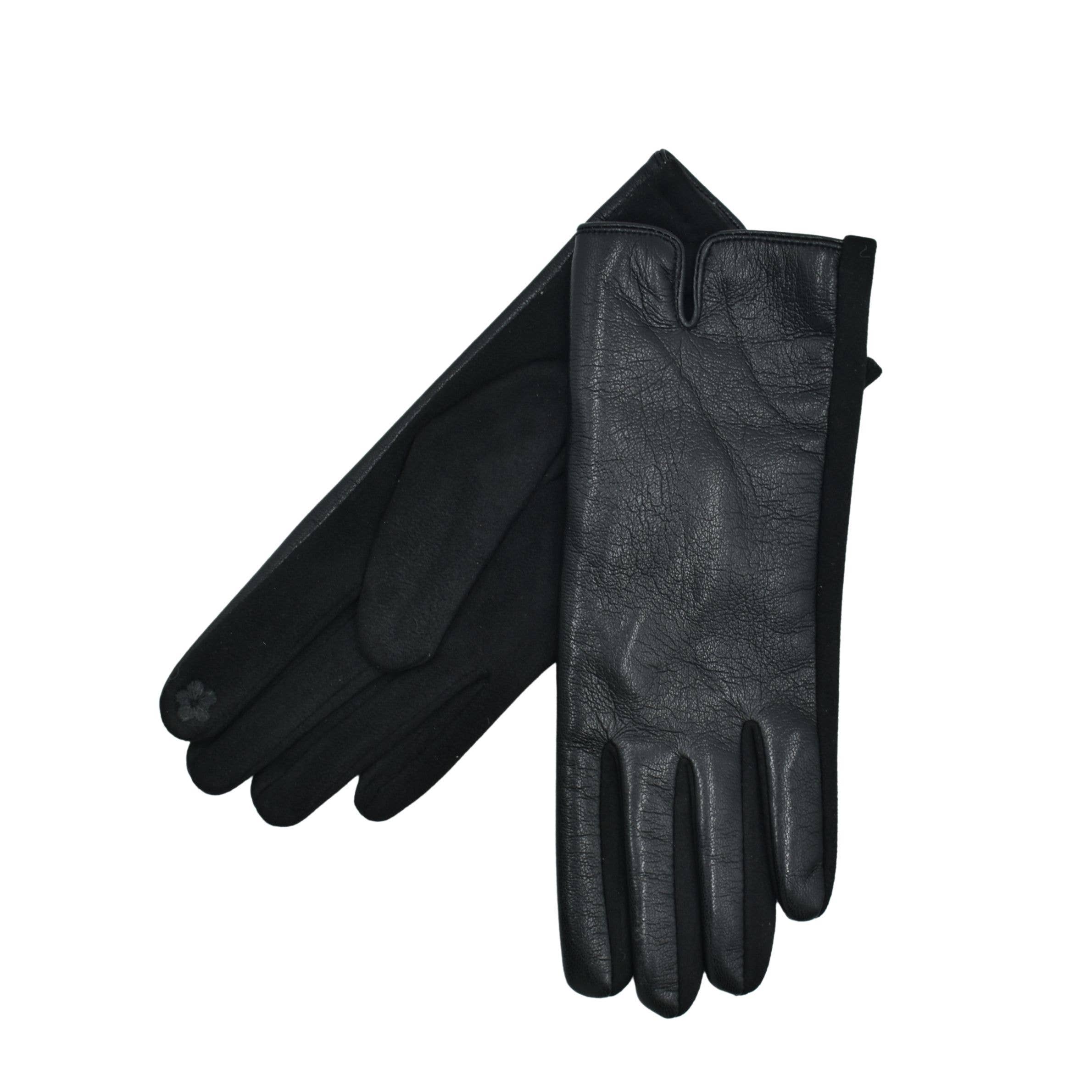 Faux Leather Gloves – Black