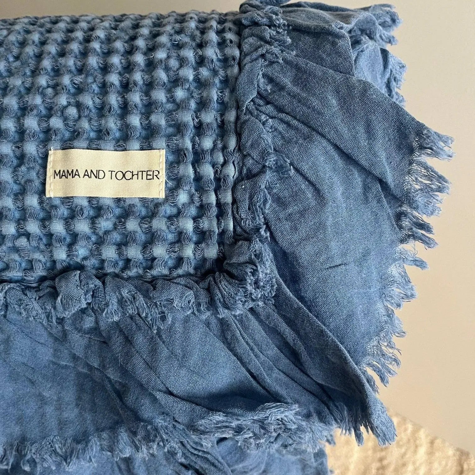 Organic Cotton Rustic Waffle Throw Blanket - Blue Mama and Tochter