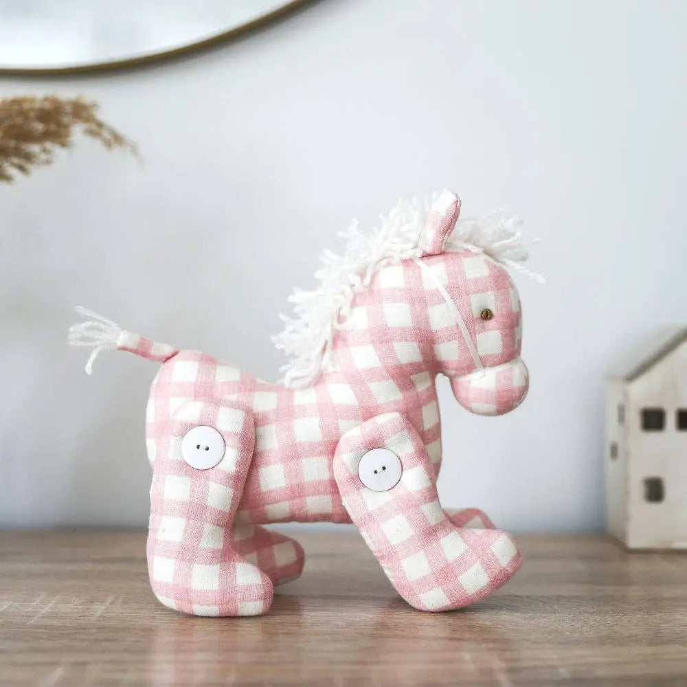 Jointed Pony – Pink Check 22cm