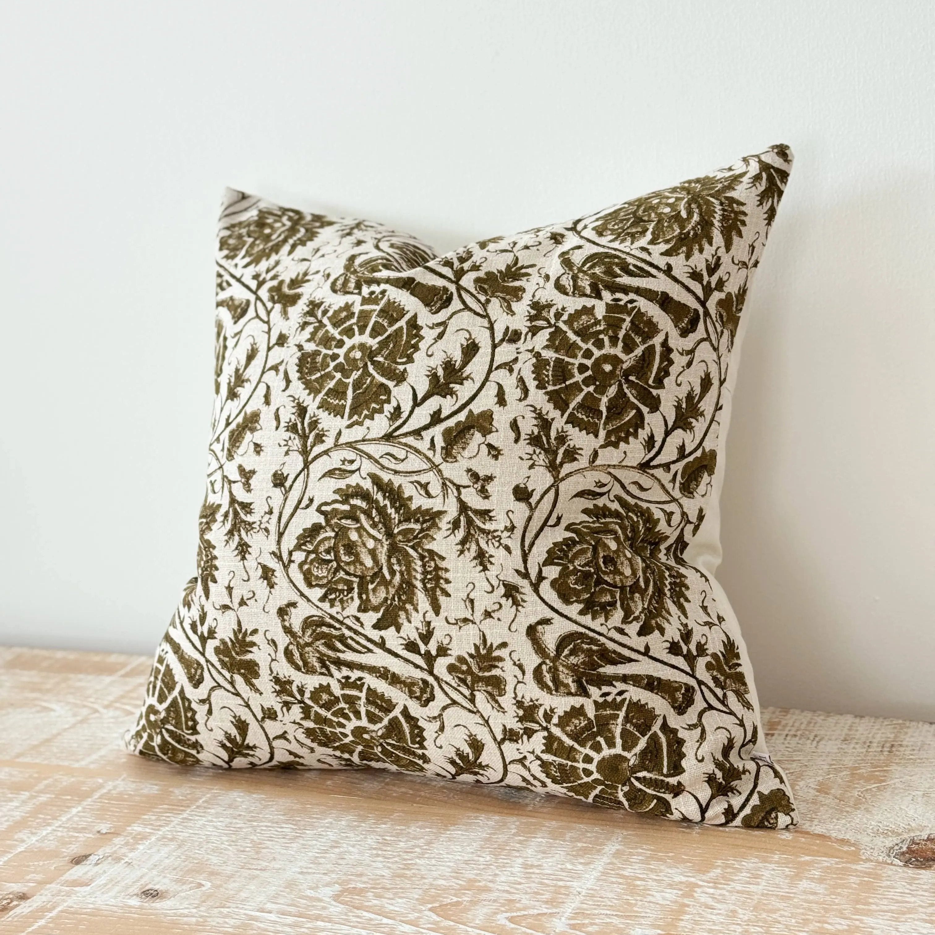 Ivy Olive Floral Print Cushion Cover 45cm × 45cm Ellenvale Trade