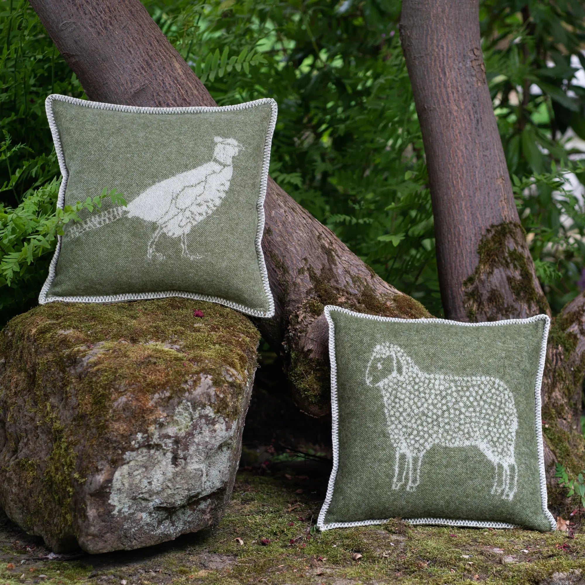 Mossy Green Sheep Pure Wool Cushion Cover JJ Textile