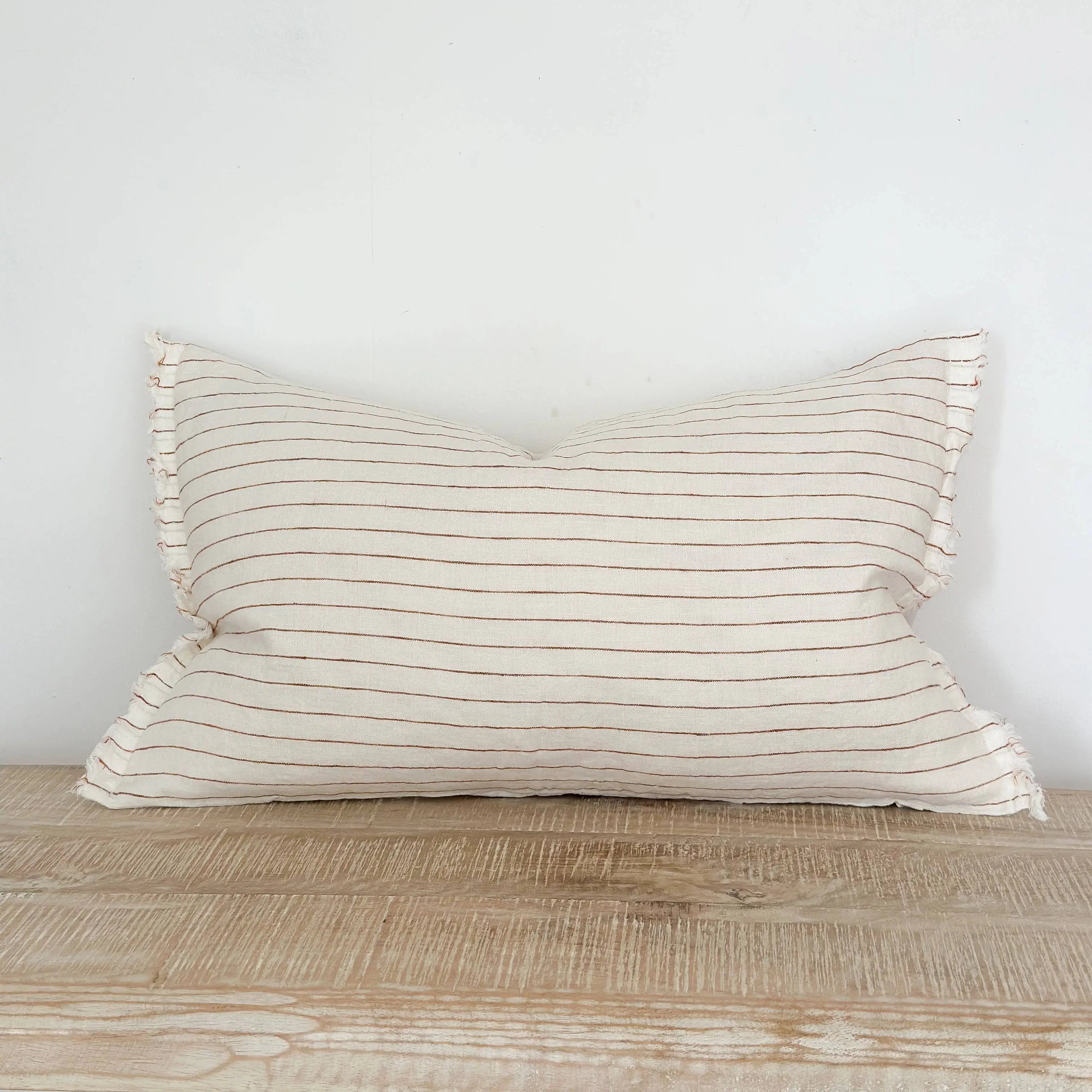 Esmee Linen Cushion Cover – Rust Pinstripe (50 × 30 cm)