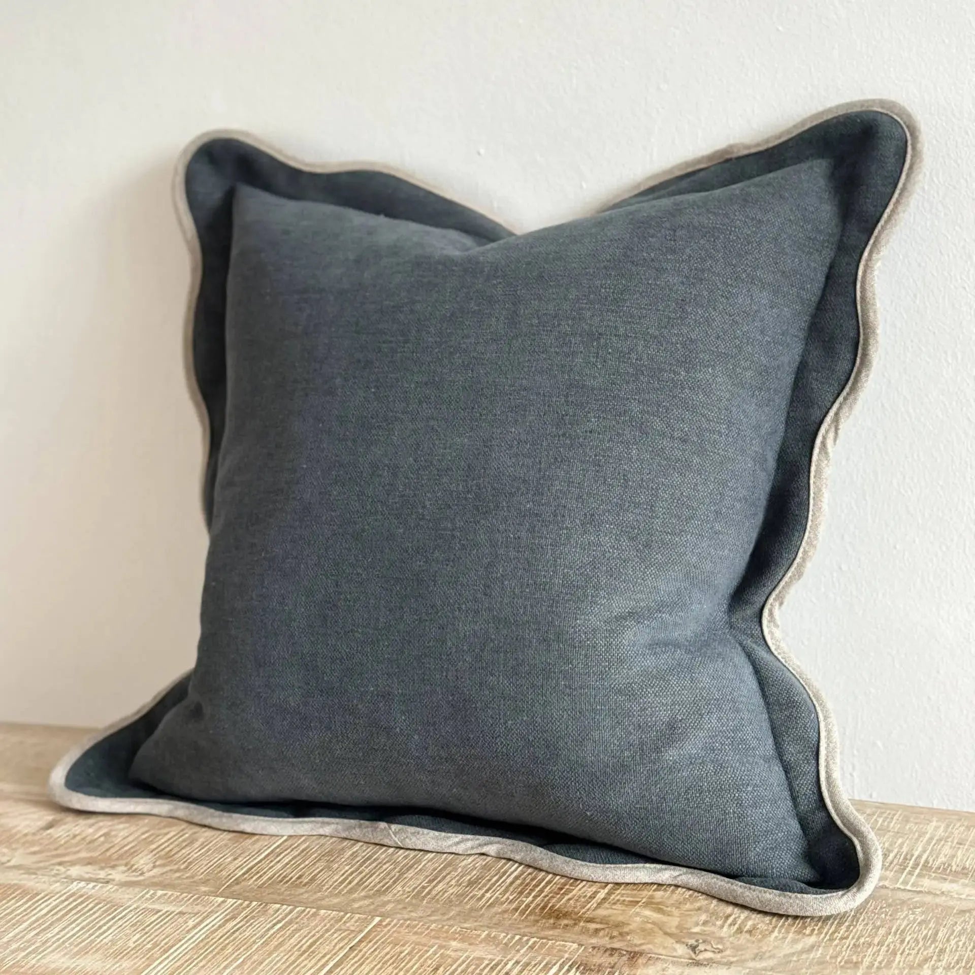 Chloe Navy Scalloped 45x45 - Linen Blend Ellenvale Trade