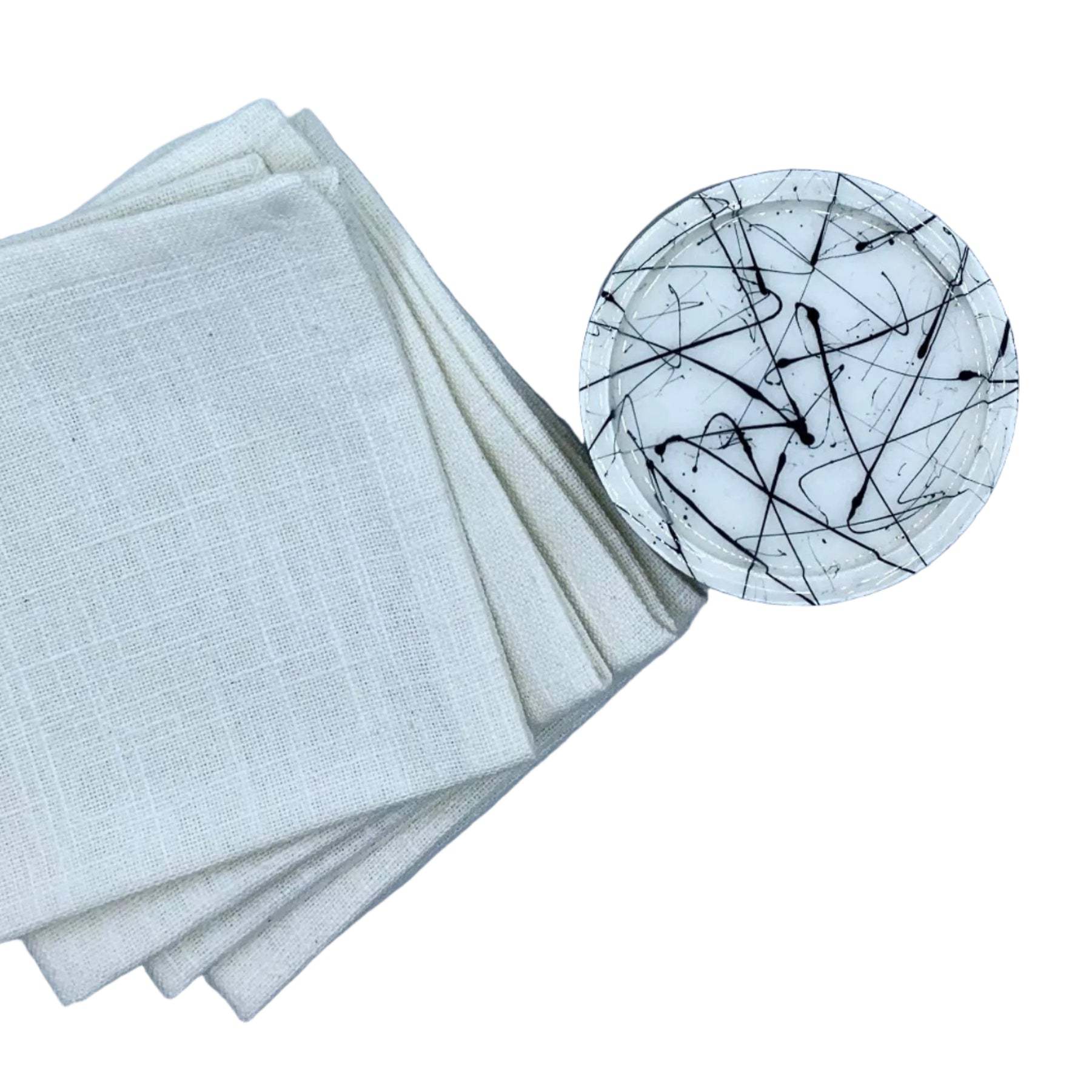 Gift Pack – Set of 4 Wooden Coasters & Cocktail Napkins Rich Home Linens