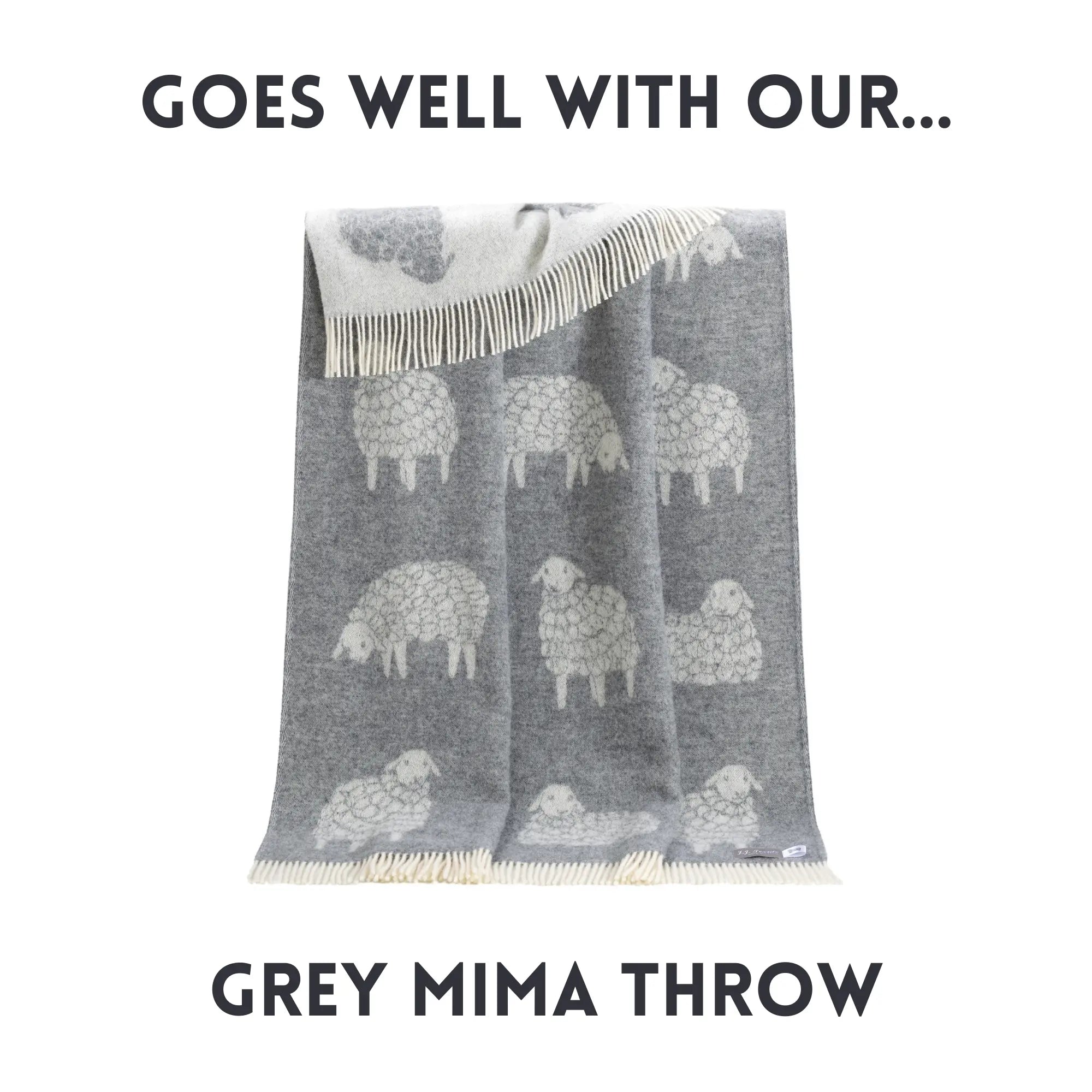 Sheep Mima Soft Grey Pure Wool Cushion Cover JJ Textile