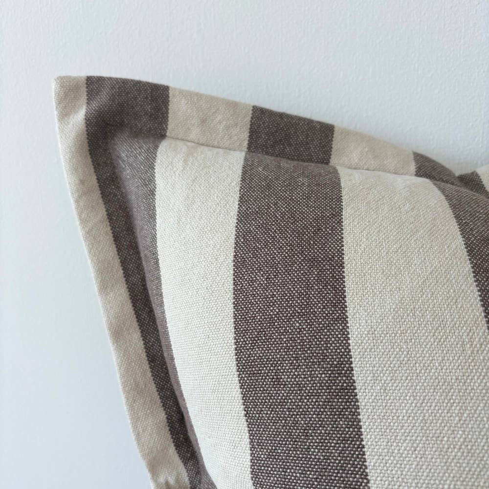 Hattie Brown & Cream Stripe Linen Cushion Cover – 45 x 45 cm