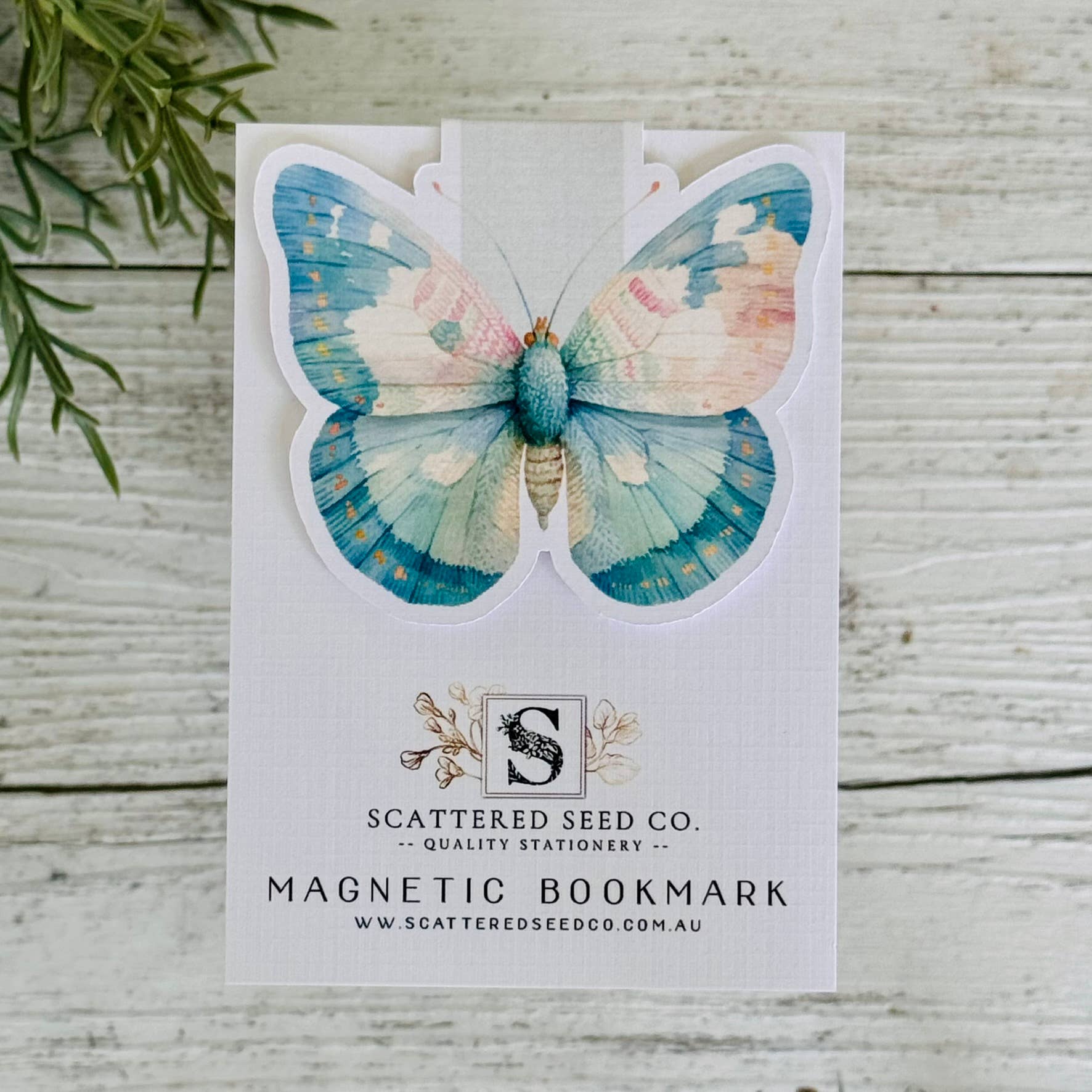 Teal Butterfly Magnetic Bookmark