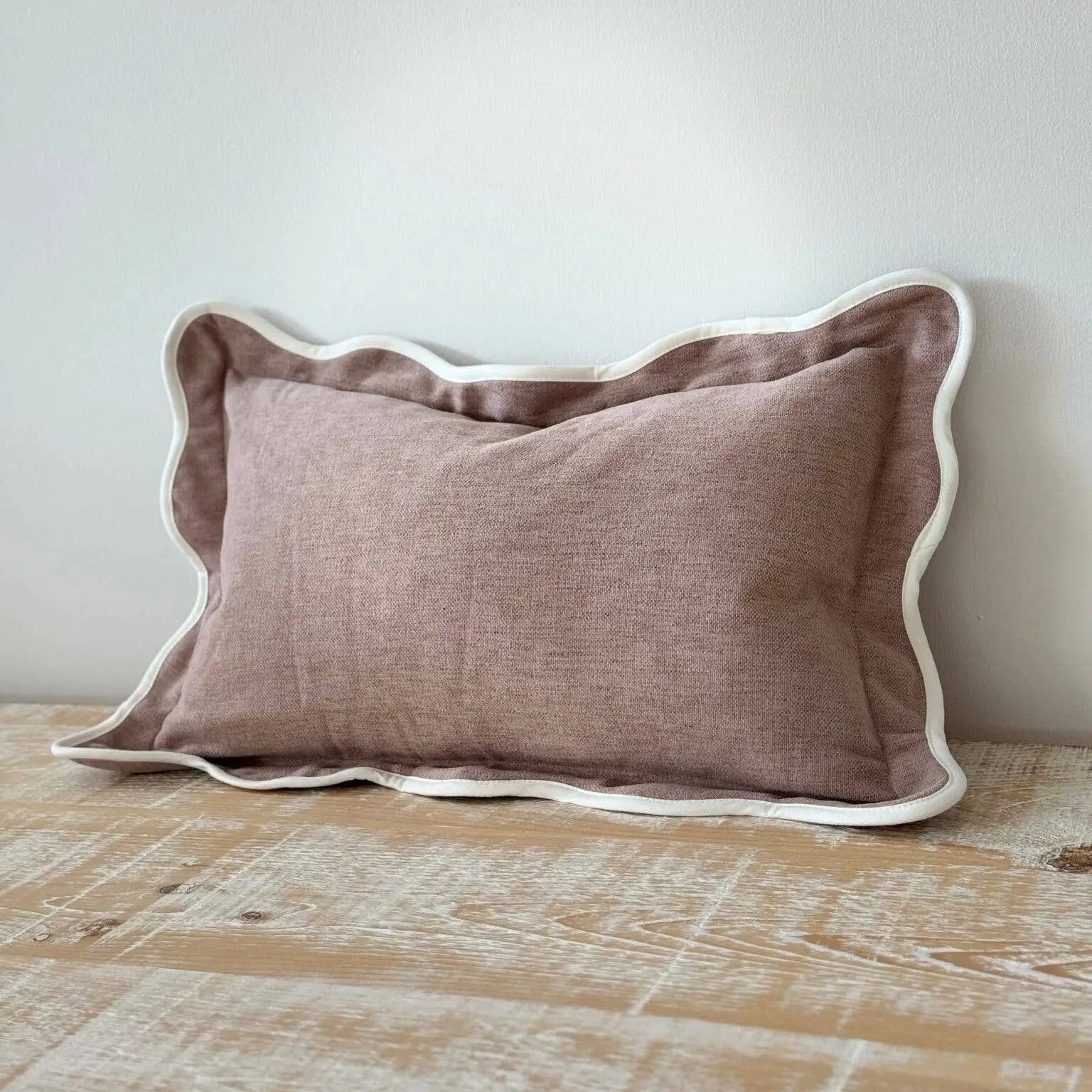 Chloe Dusty Pink Scalloped Edge Cushion Cover 50x30 Ellenvale Trade