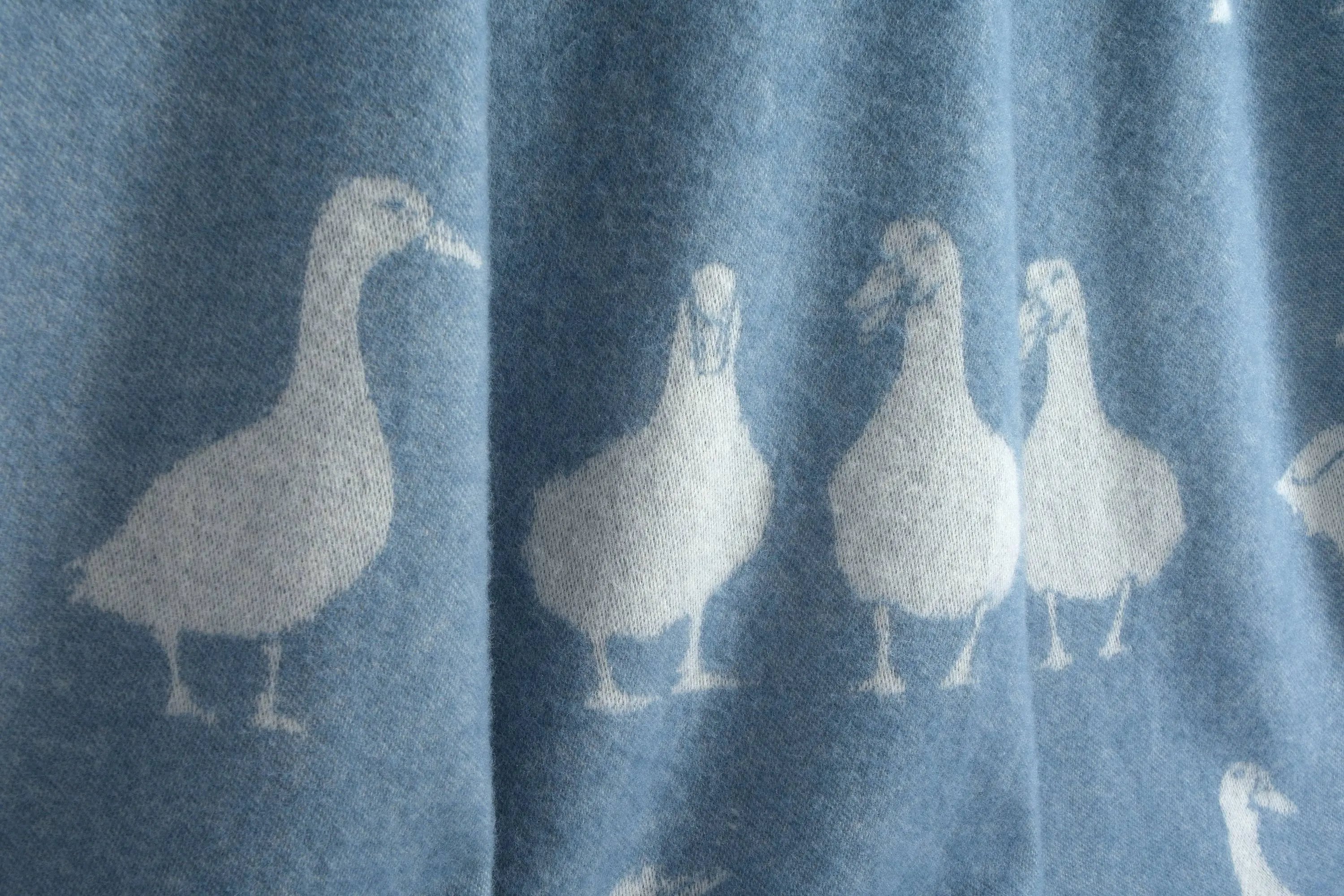 Duck Blue Pure Wool Throw – Blue & Off-White JJ Textile