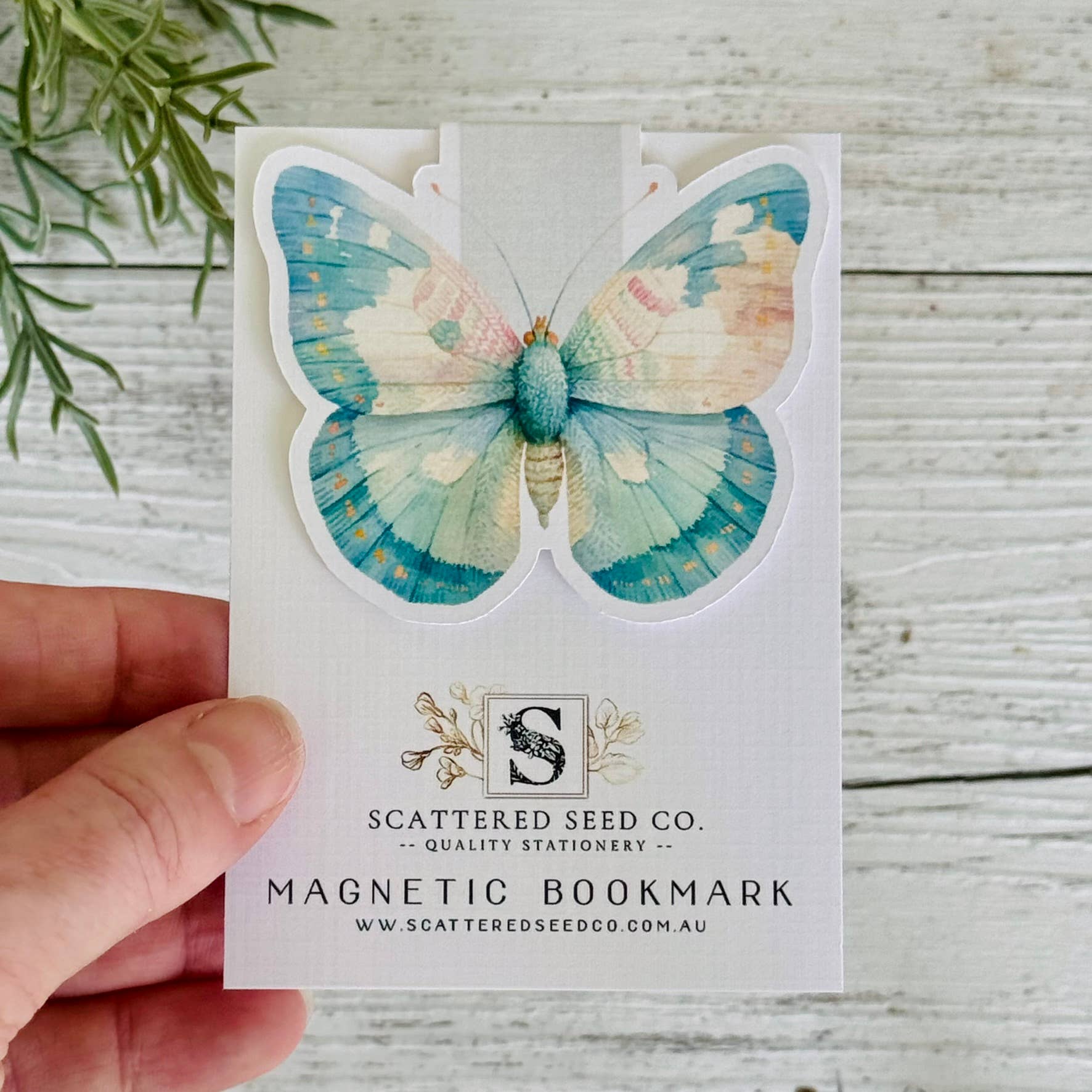 Teal Butterfly Magnetic Bookmark