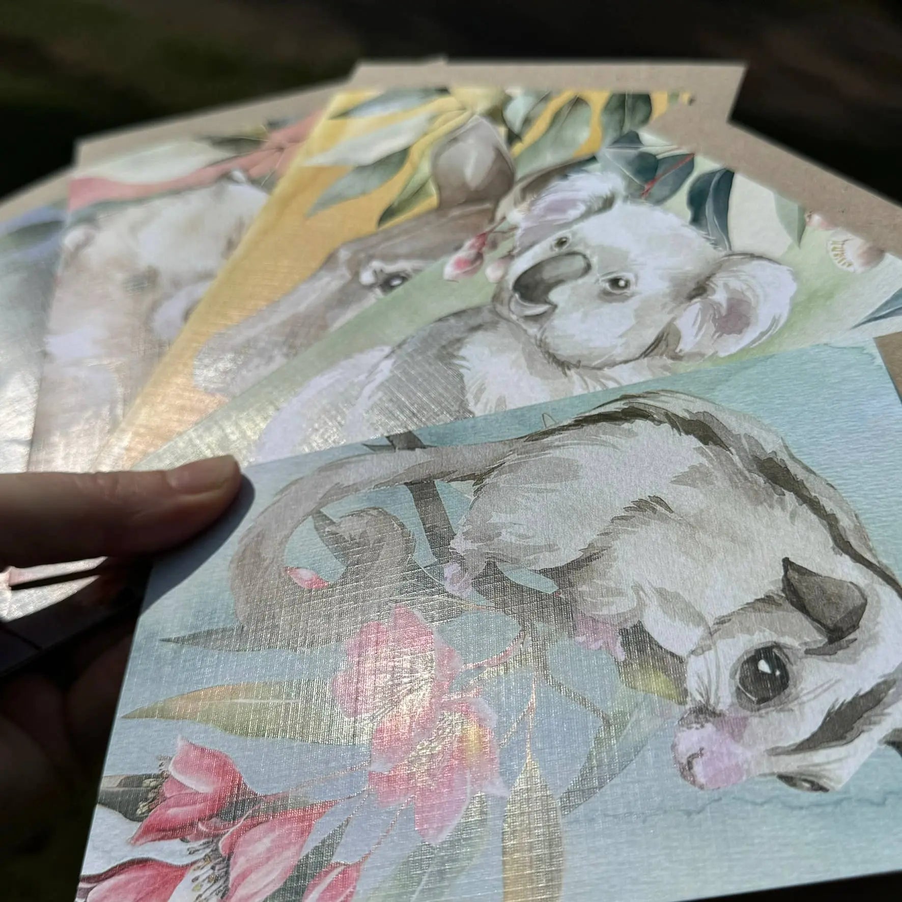 Australian Watercolour Kangaroo on Australian Flora greeting card Scattered Seed Co