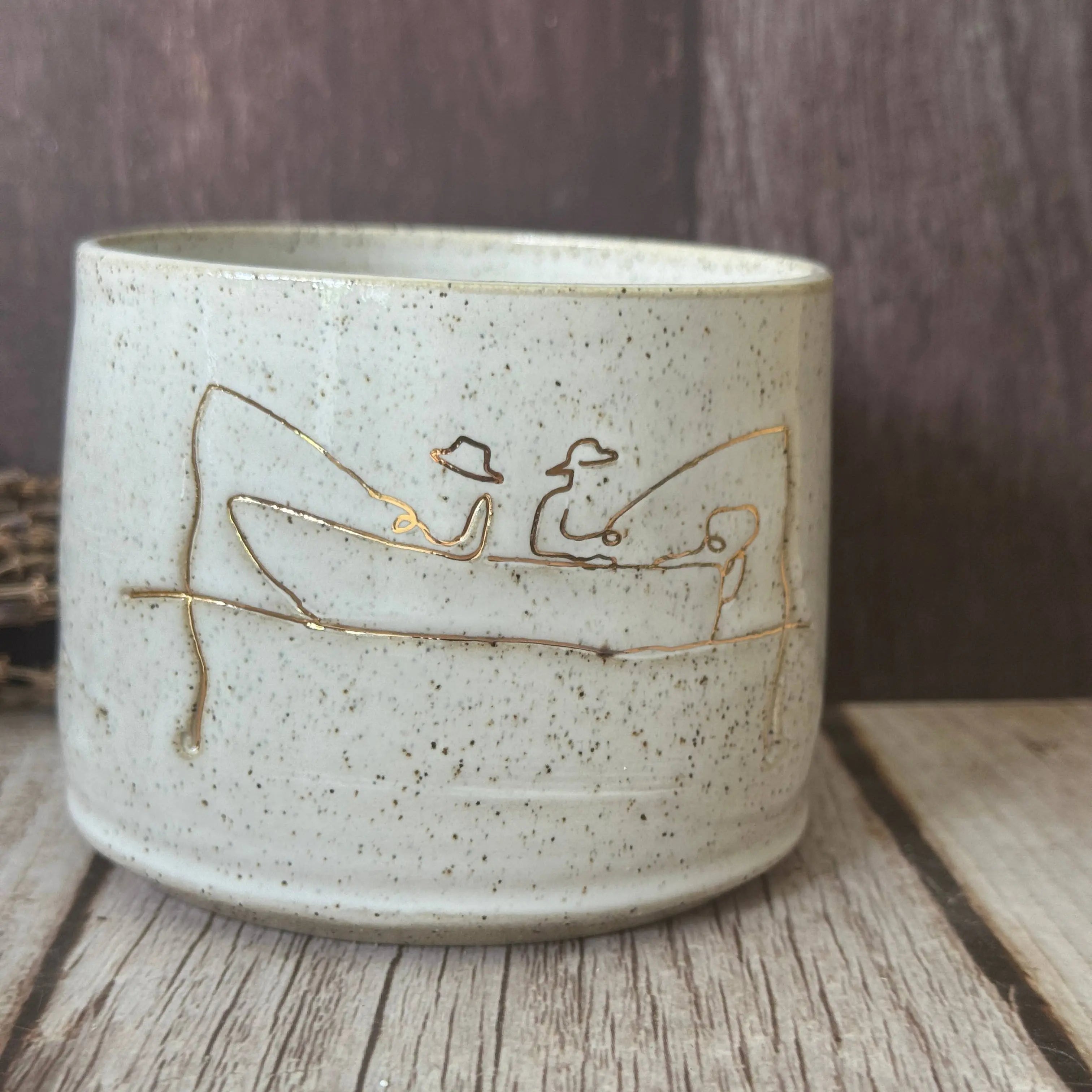 Two Fishermen in Boat Ceramic Handmade Mug – Right-Handed Design Wolf and Clay Pty Ltd