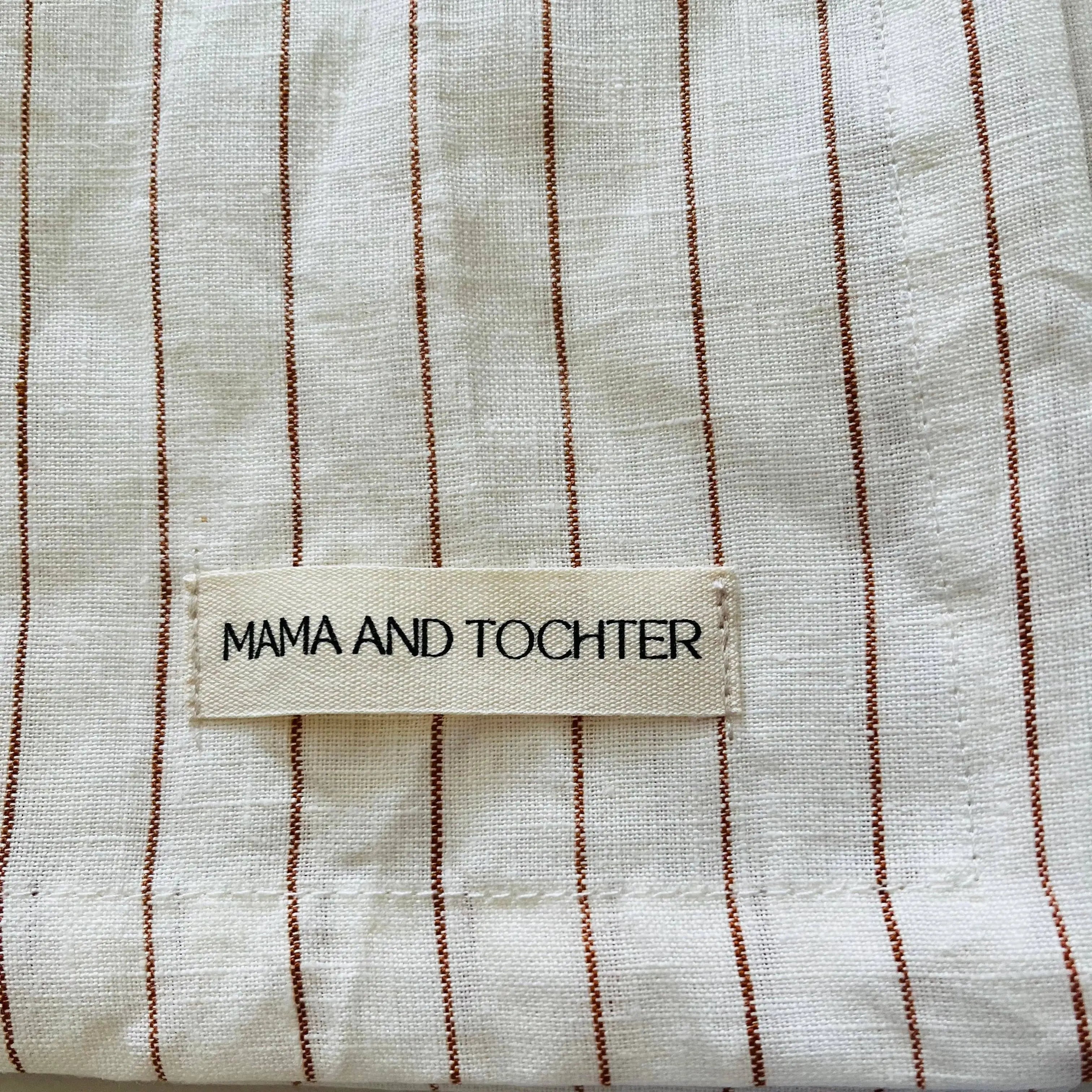 Pure French Linen Tea Towel - Toffee Pinstripes Mama and Tochter