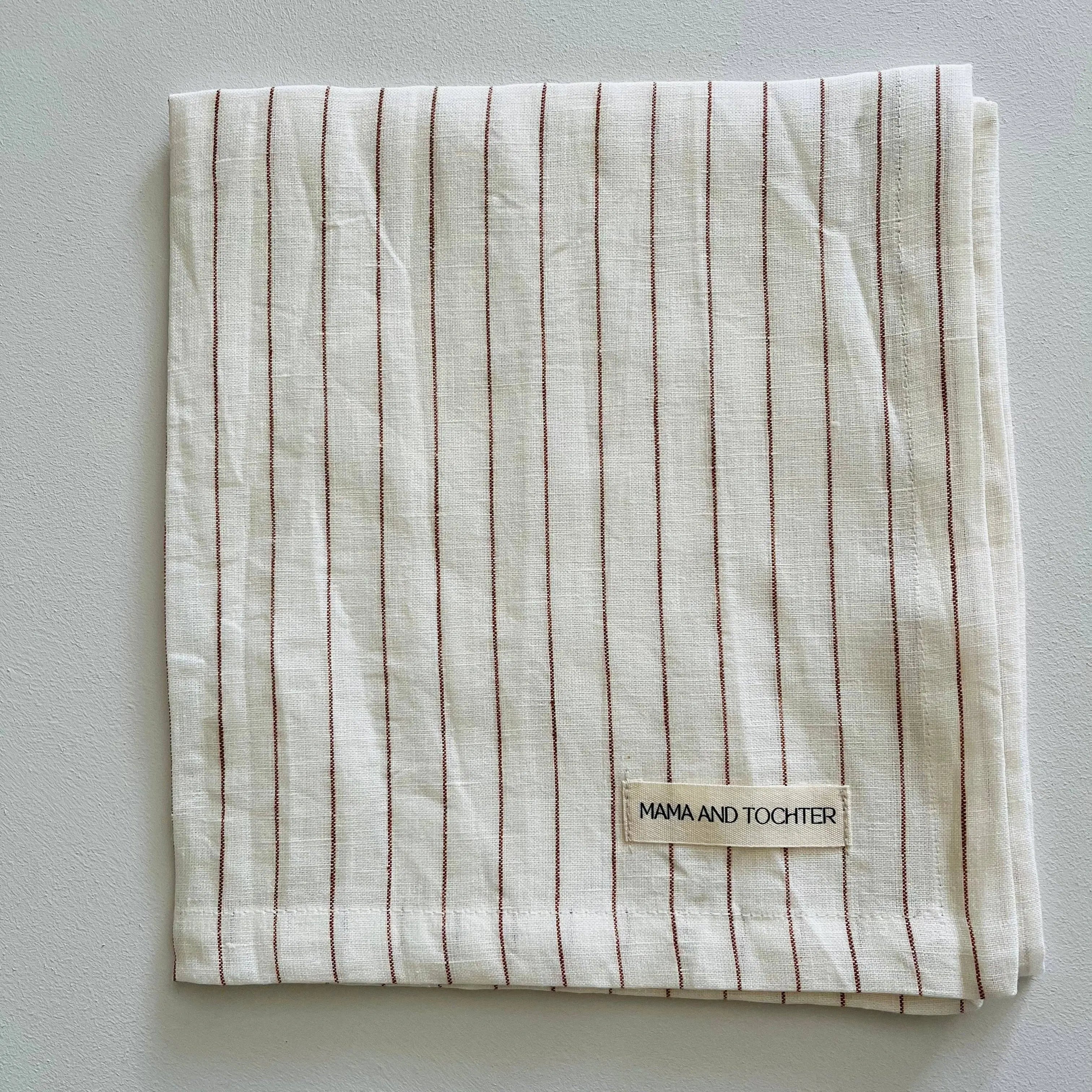 Pure French Linen Tea Towel - Toffee Pinstripes Mama and Tochter